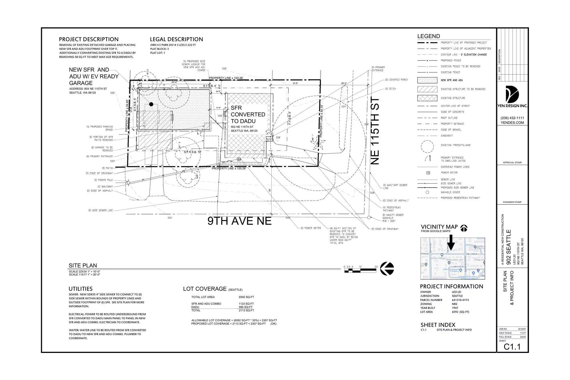 Site plan for 11500 9th Ave NE