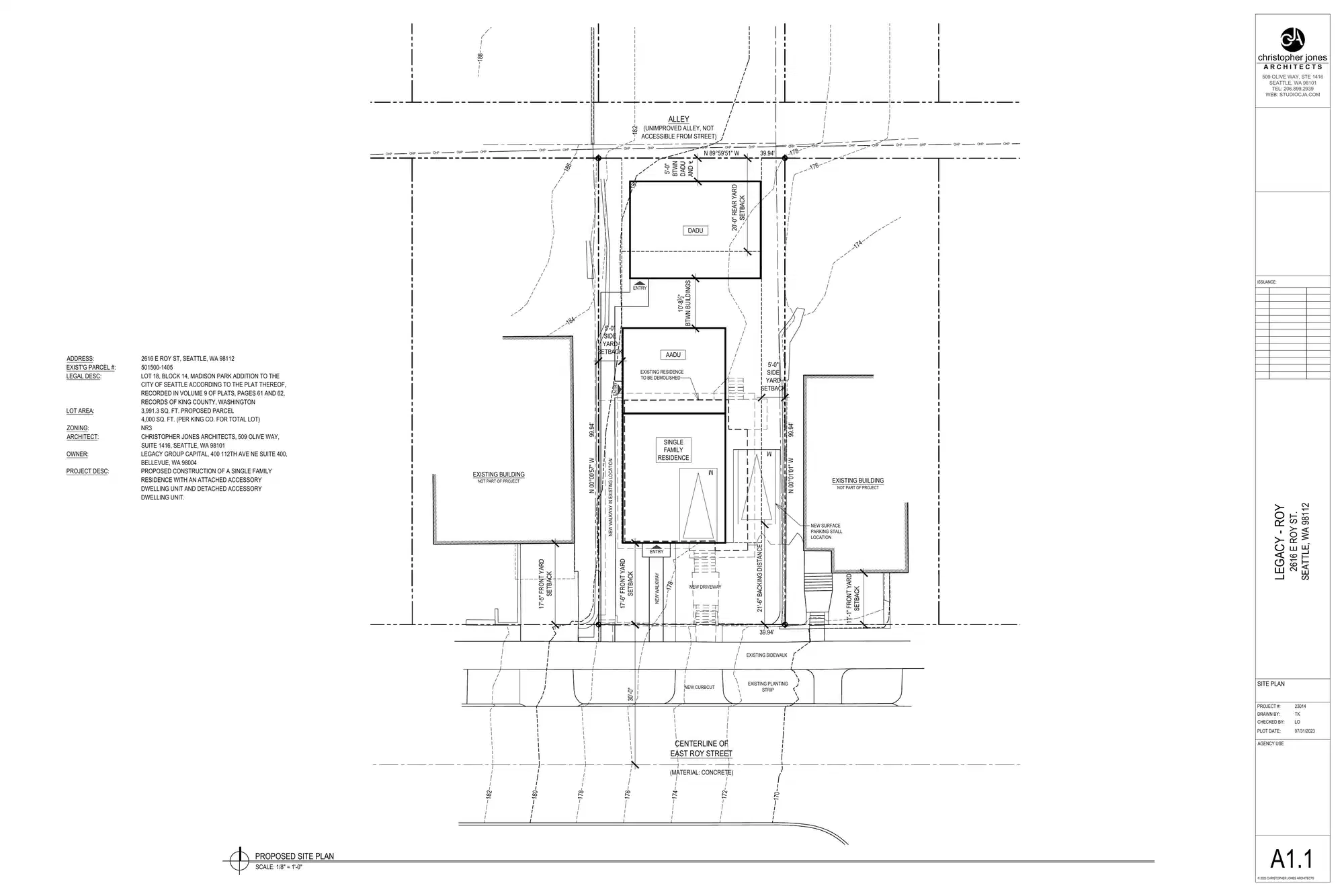 Site plan for 2618 E Roy St