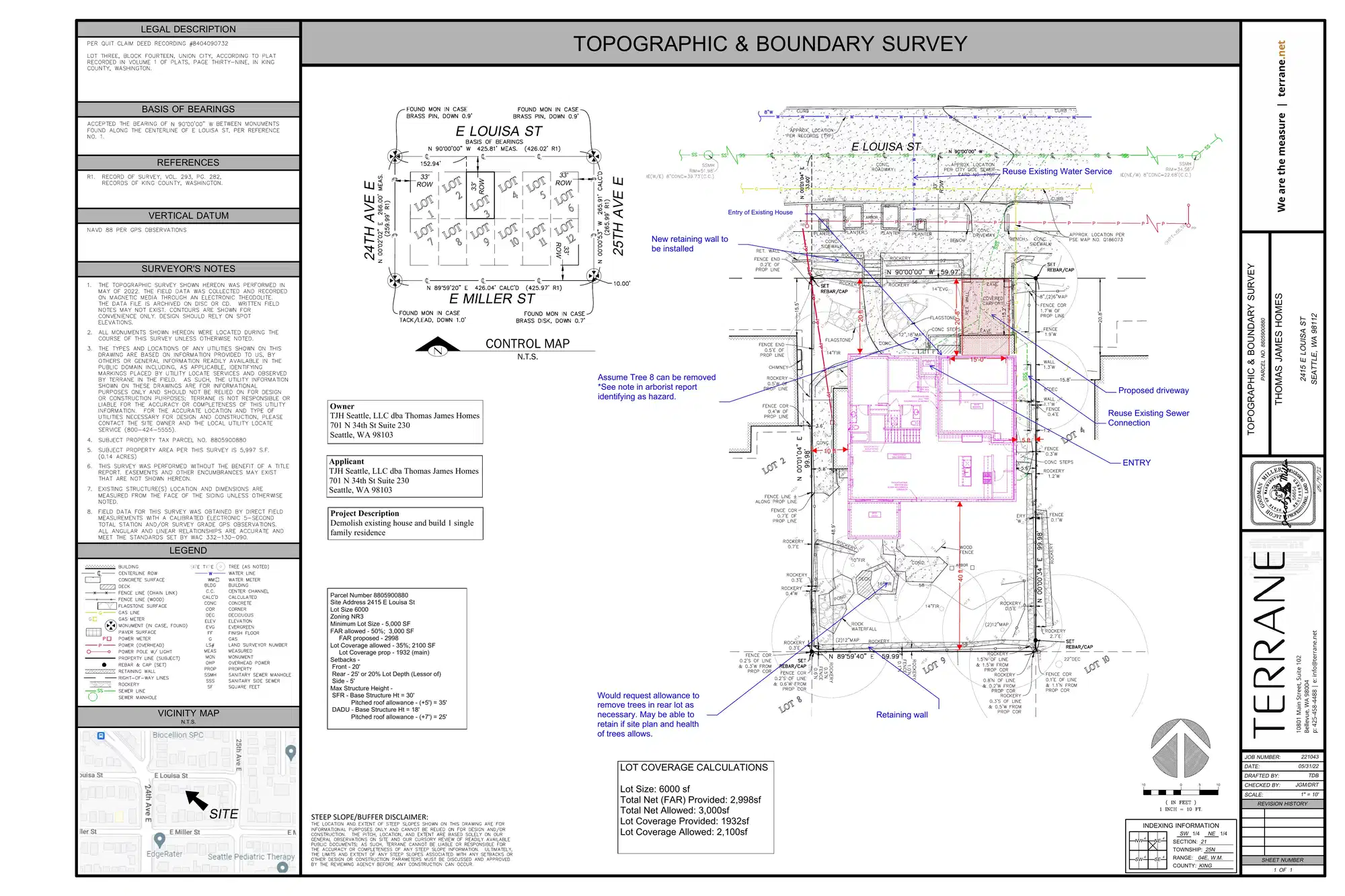 Site plan for 2415 E Louisa St