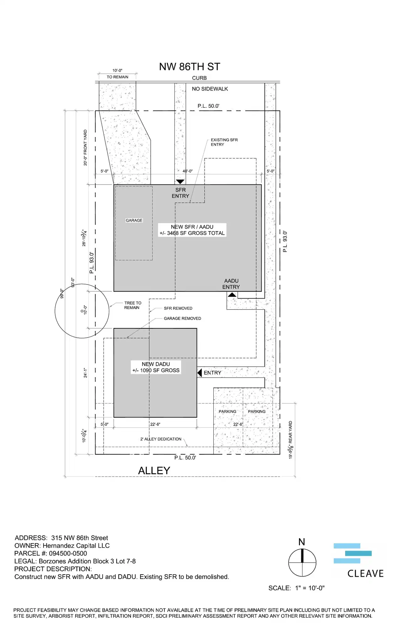 Site plan for 315 NW 86th St