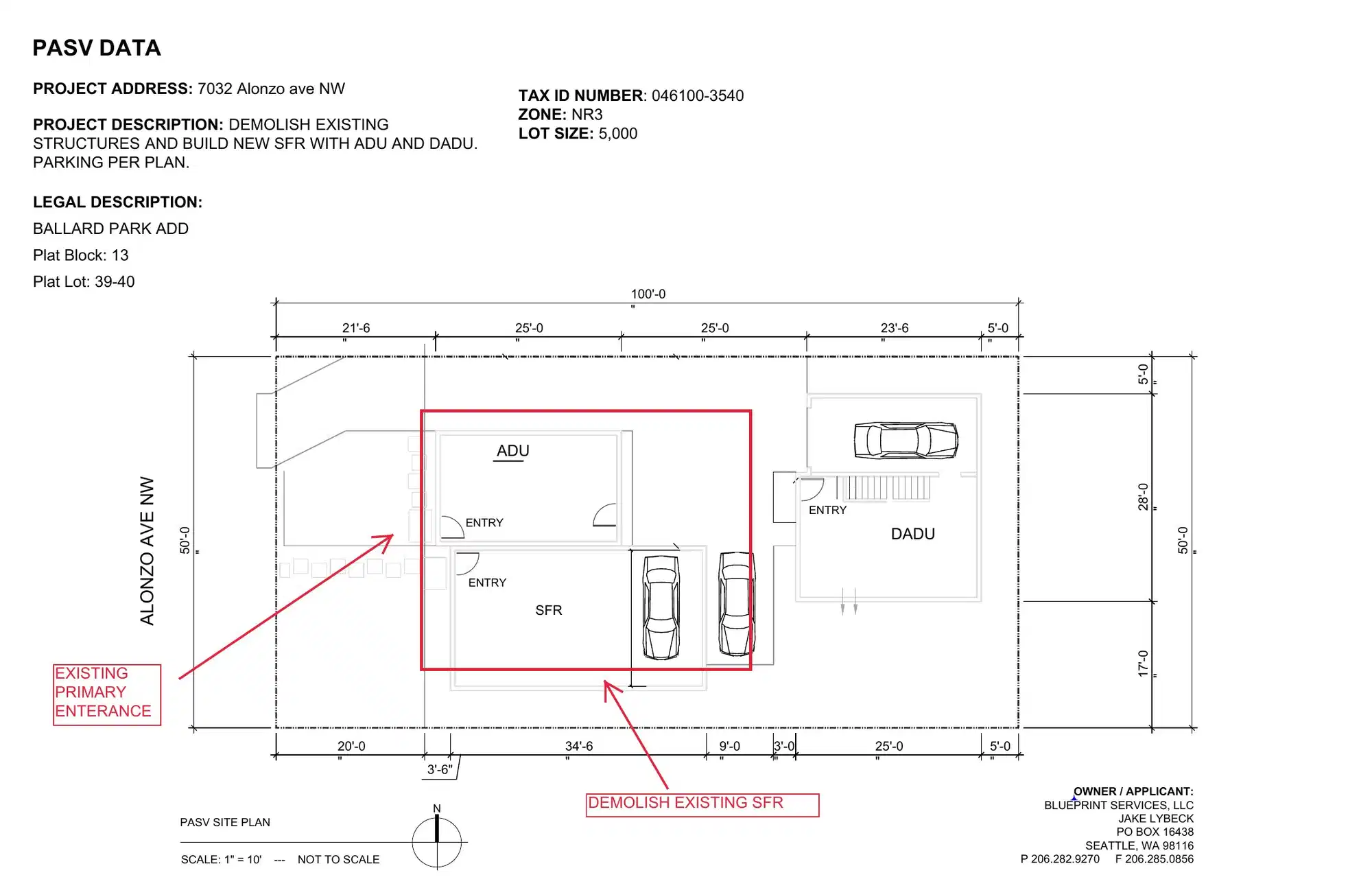 Site plan for 7032 Alonzo Ave NW