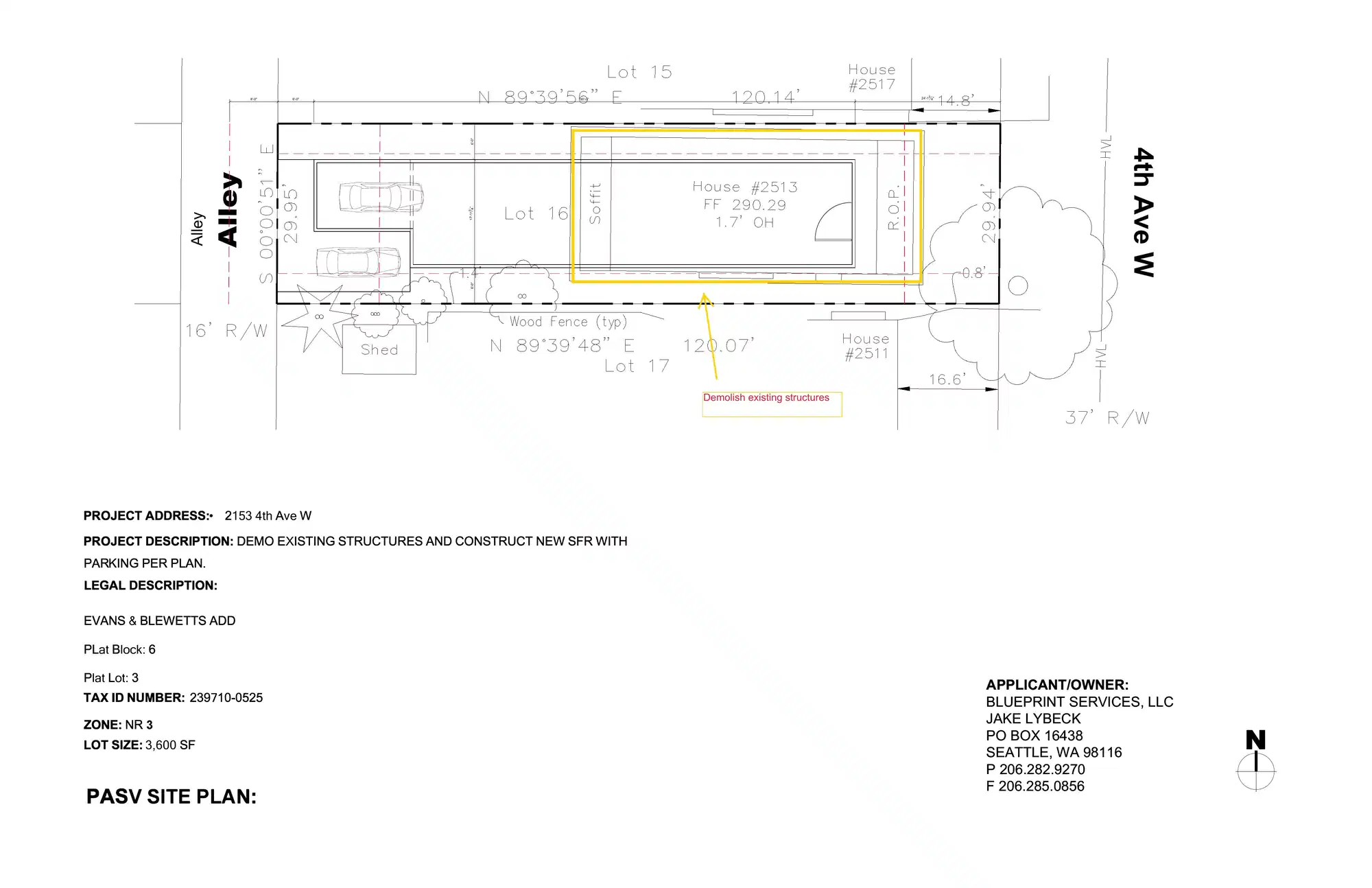 Site plan for 2153 4th Ave W