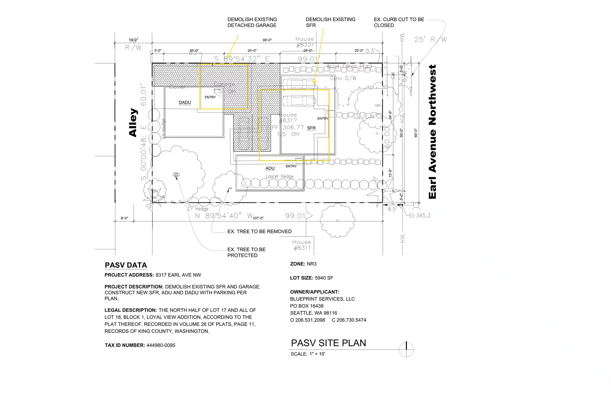 Site plan for 8317 Earl Ave NW