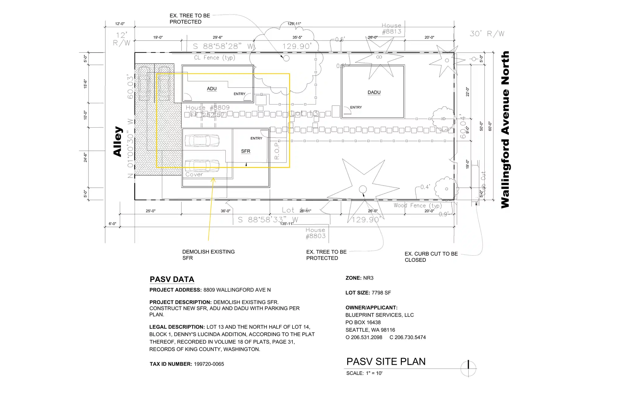 Site plan for 8809 Wallingford Ave N