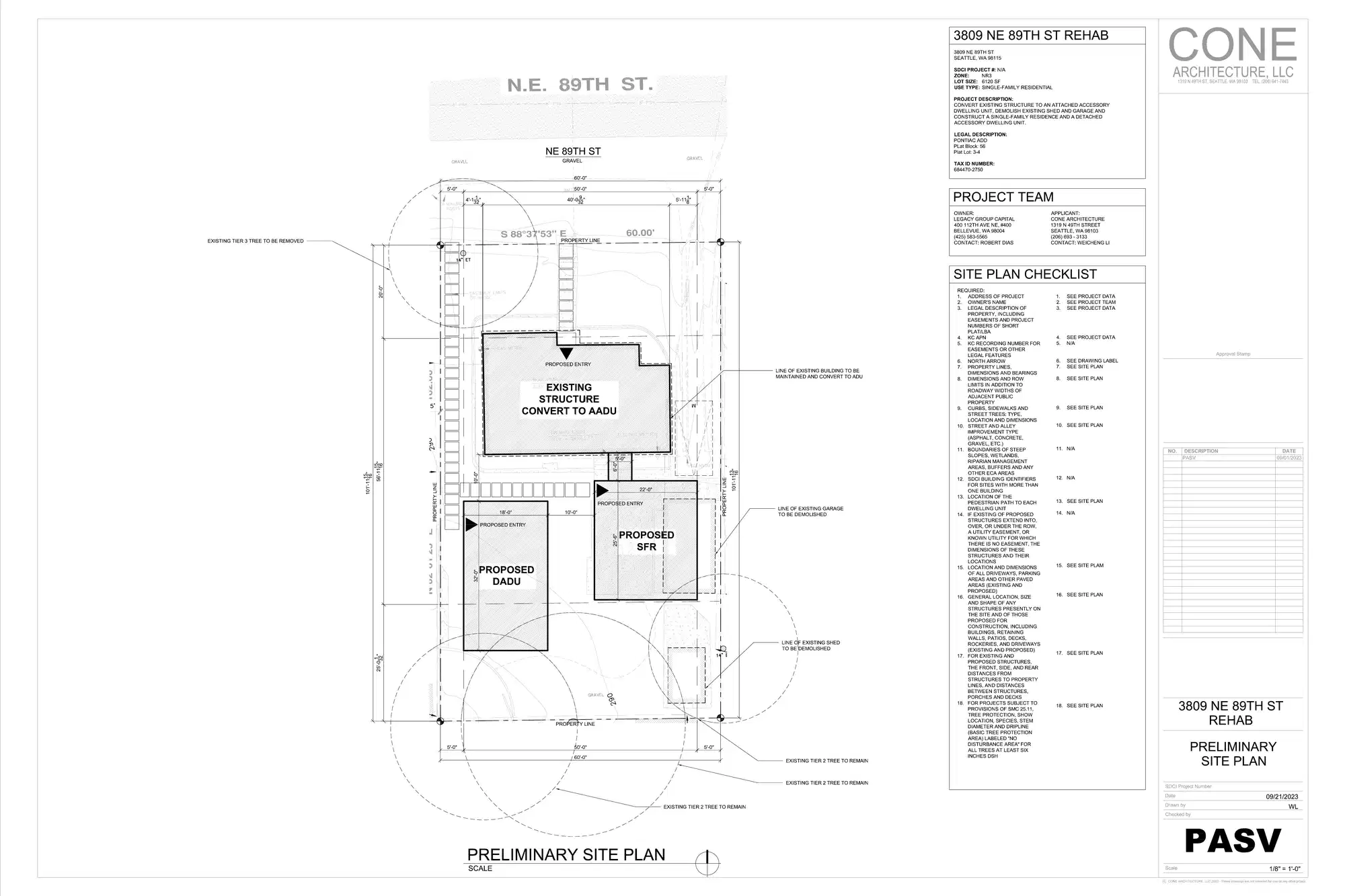 Site plan for 3809 NE 89th St
