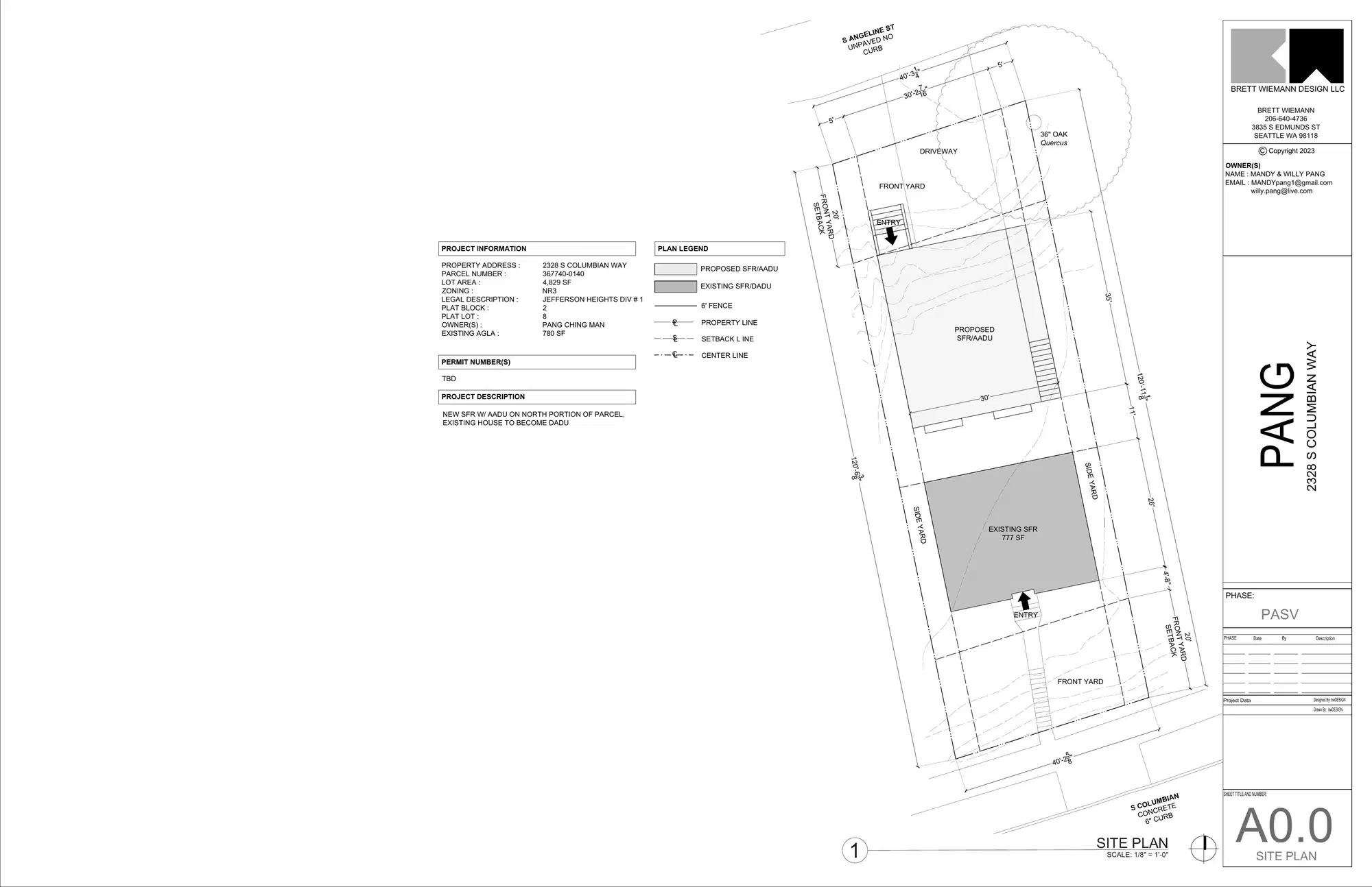 Site plan for 2330 S Columbian Way