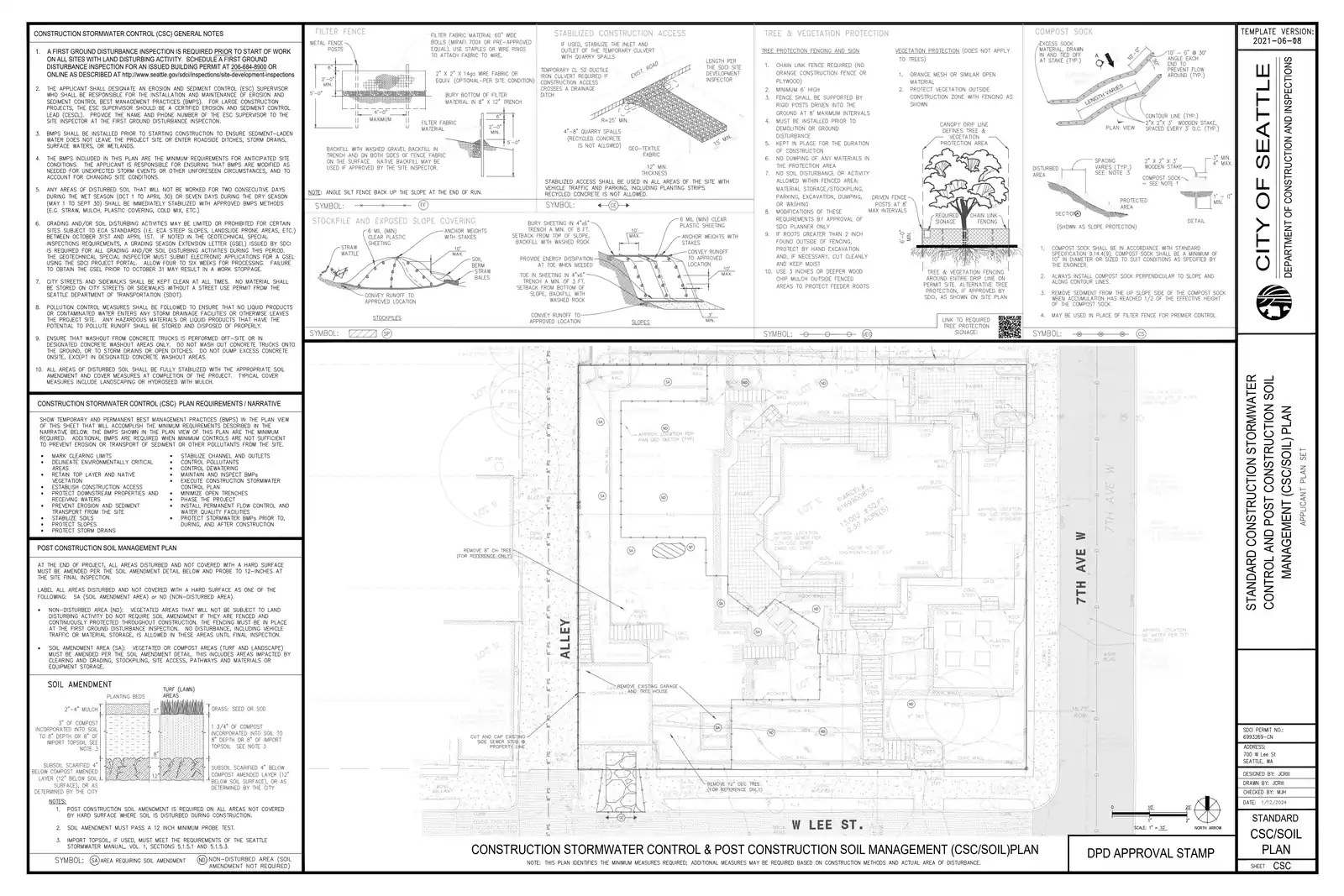 Site plan for 712 W Lee St