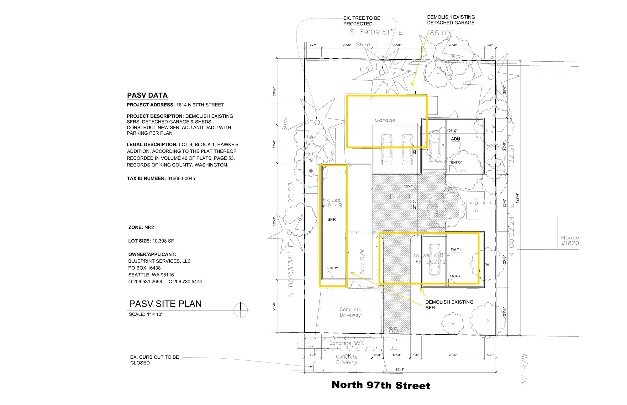 Site plan for 1814 N 97th St