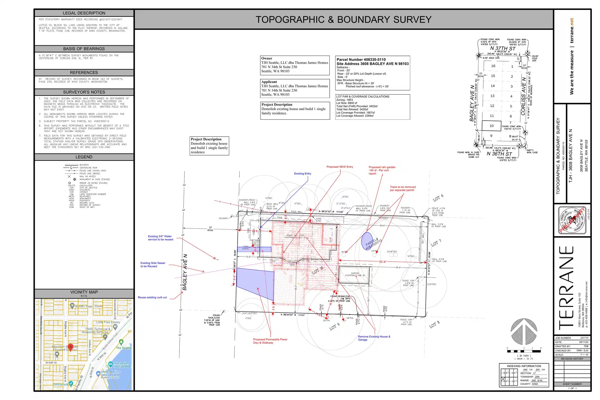 Site plan for 3608 Bagley Ave N