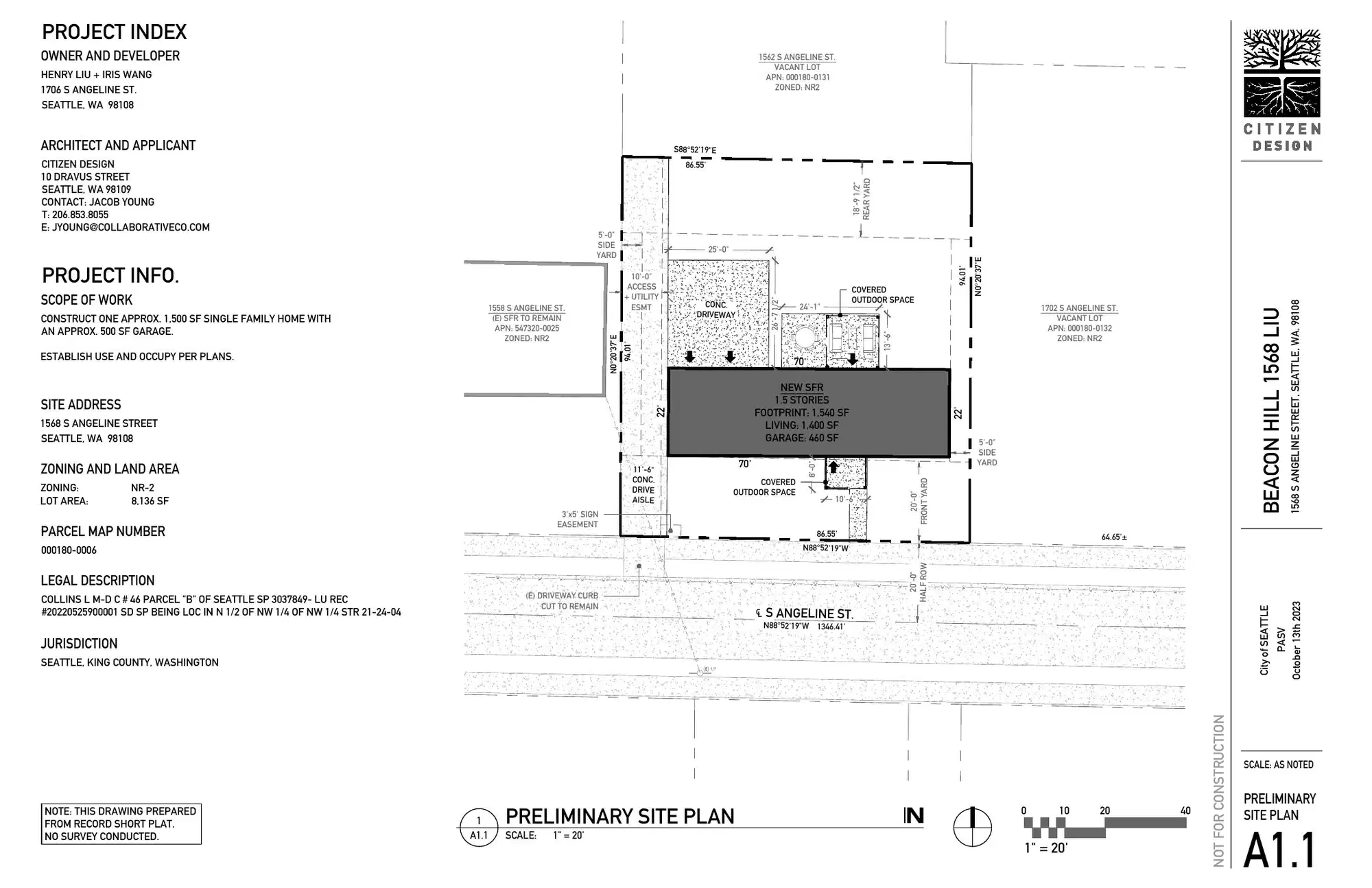 Site plan for 1568 S Angeline St