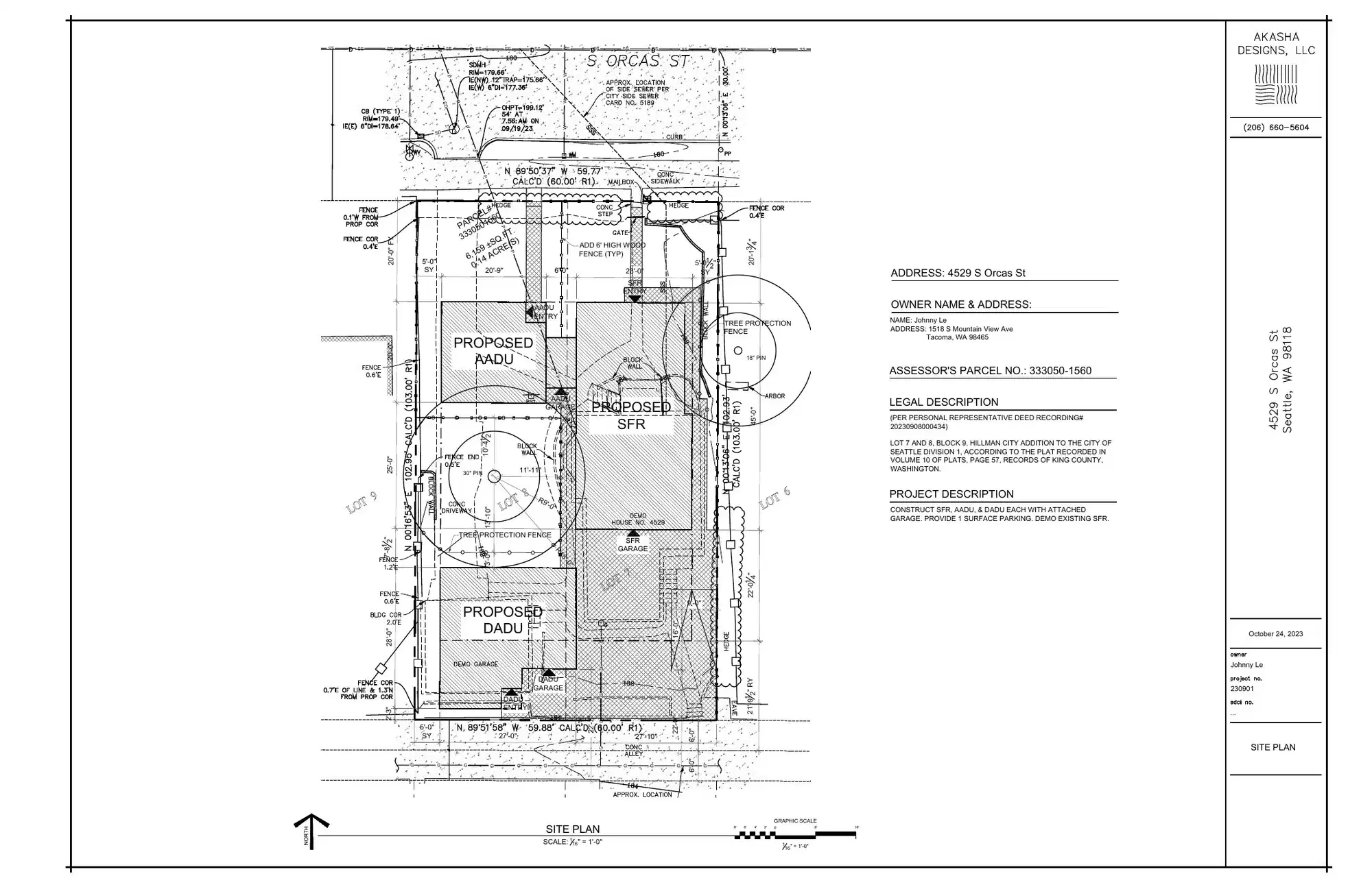 Site plan for 4529 S Orcas St