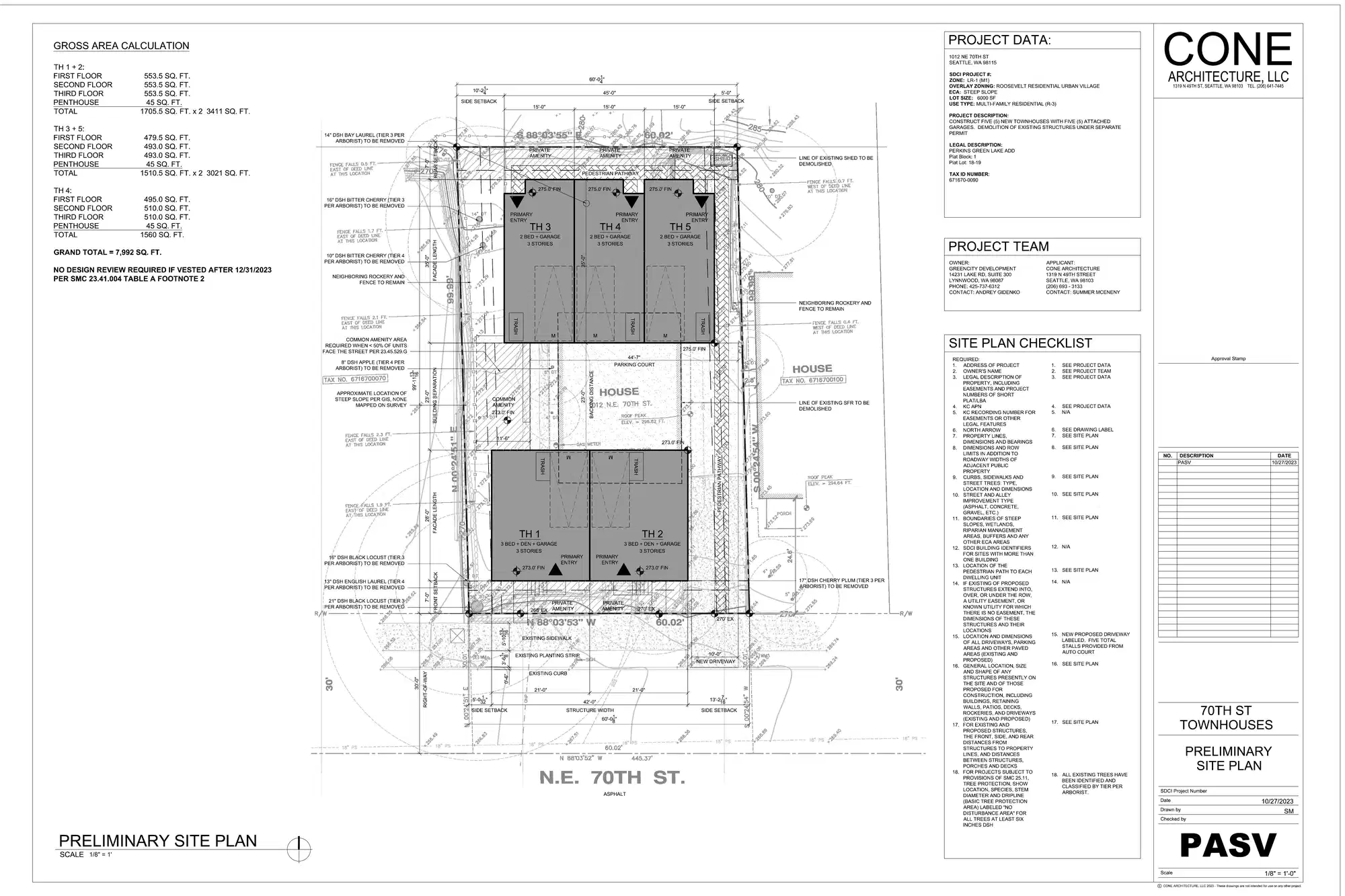 Site plan for 1012 NE 70th St