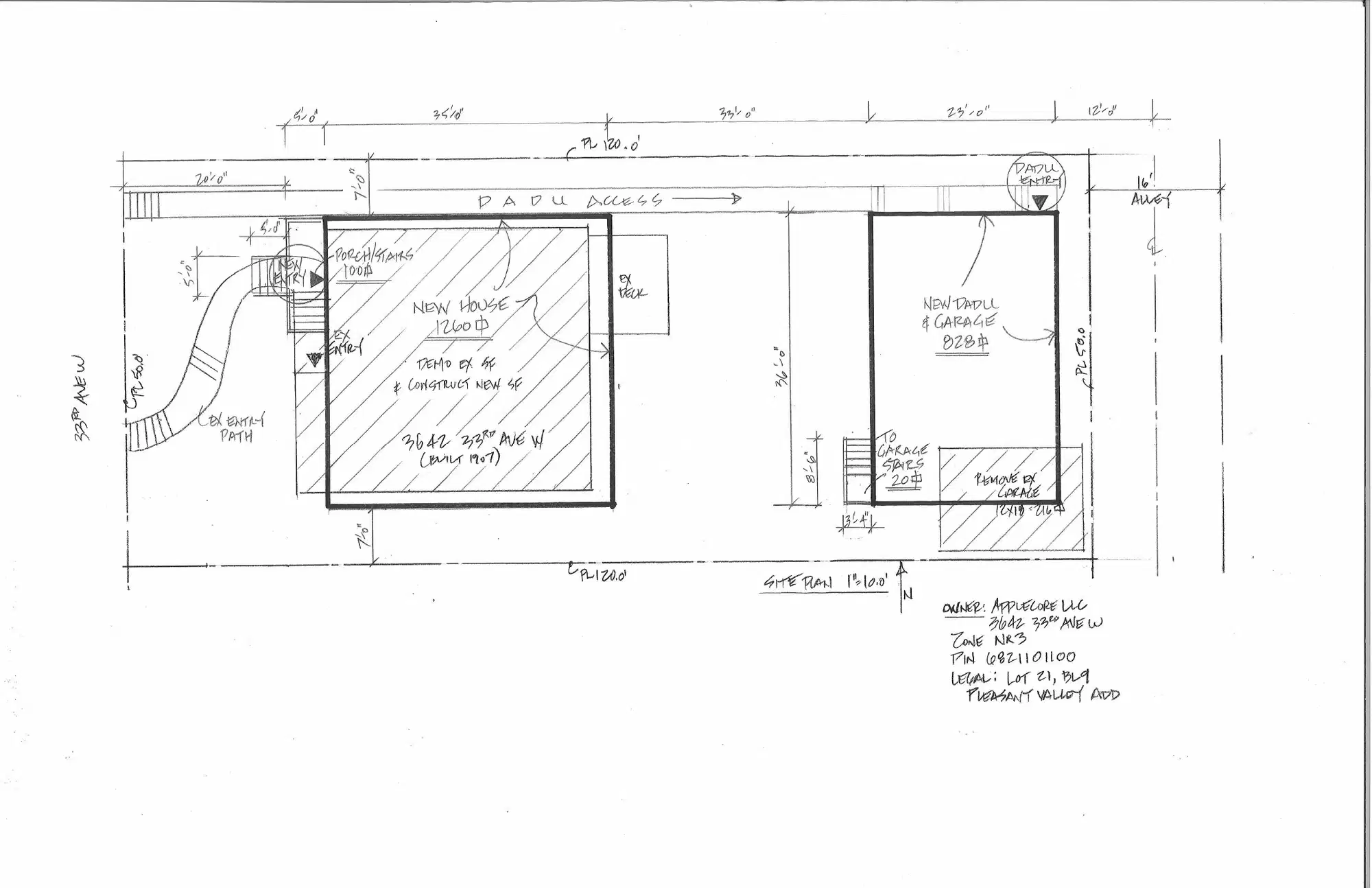Site plan for 3642 33rd Ave W