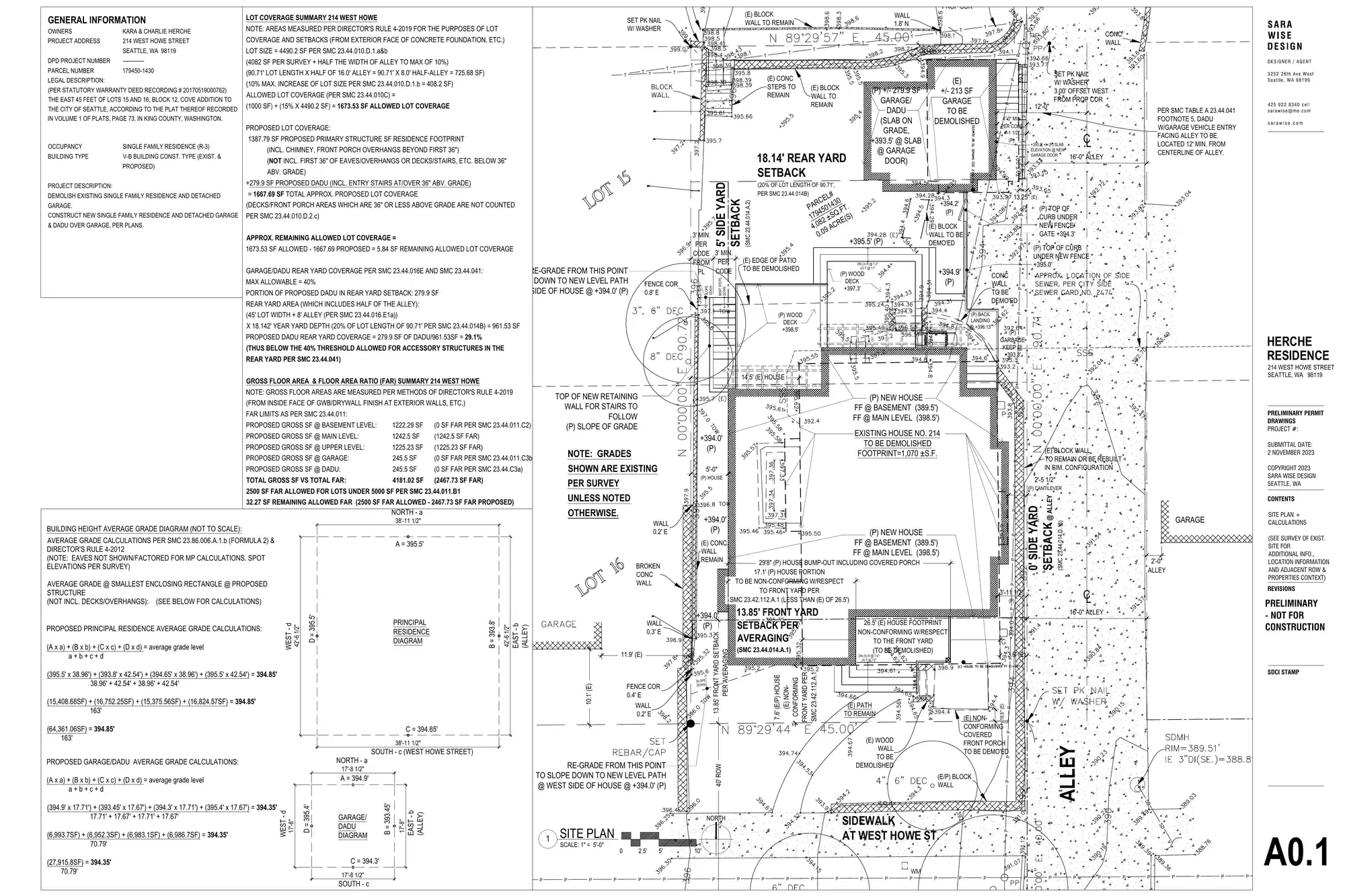 Site plan for 214 W Howe St