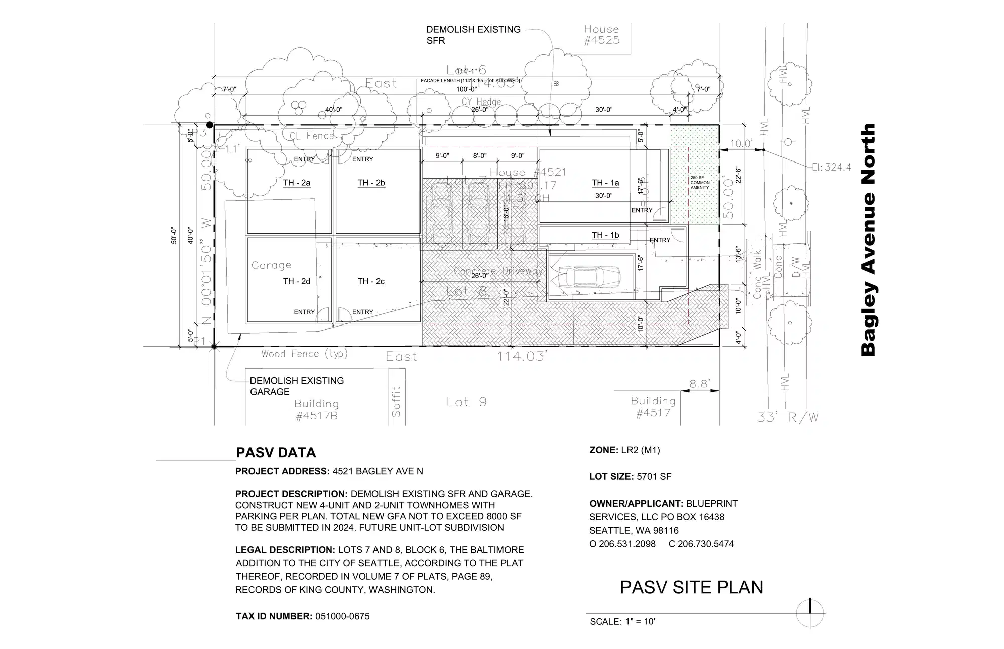 Site plan for 4521 Bagley Ave N