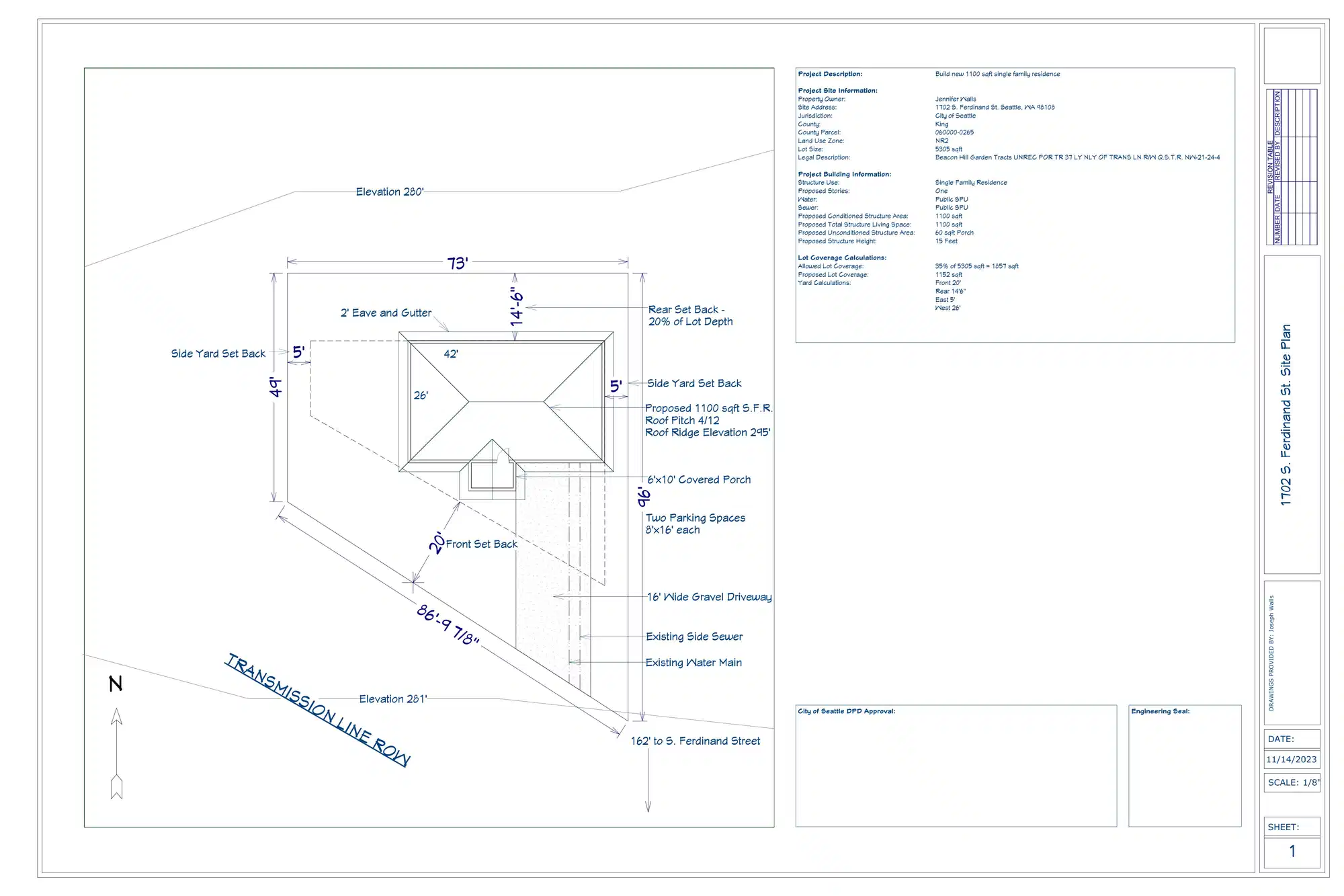 Site plan for 1702 S Ferdinand St