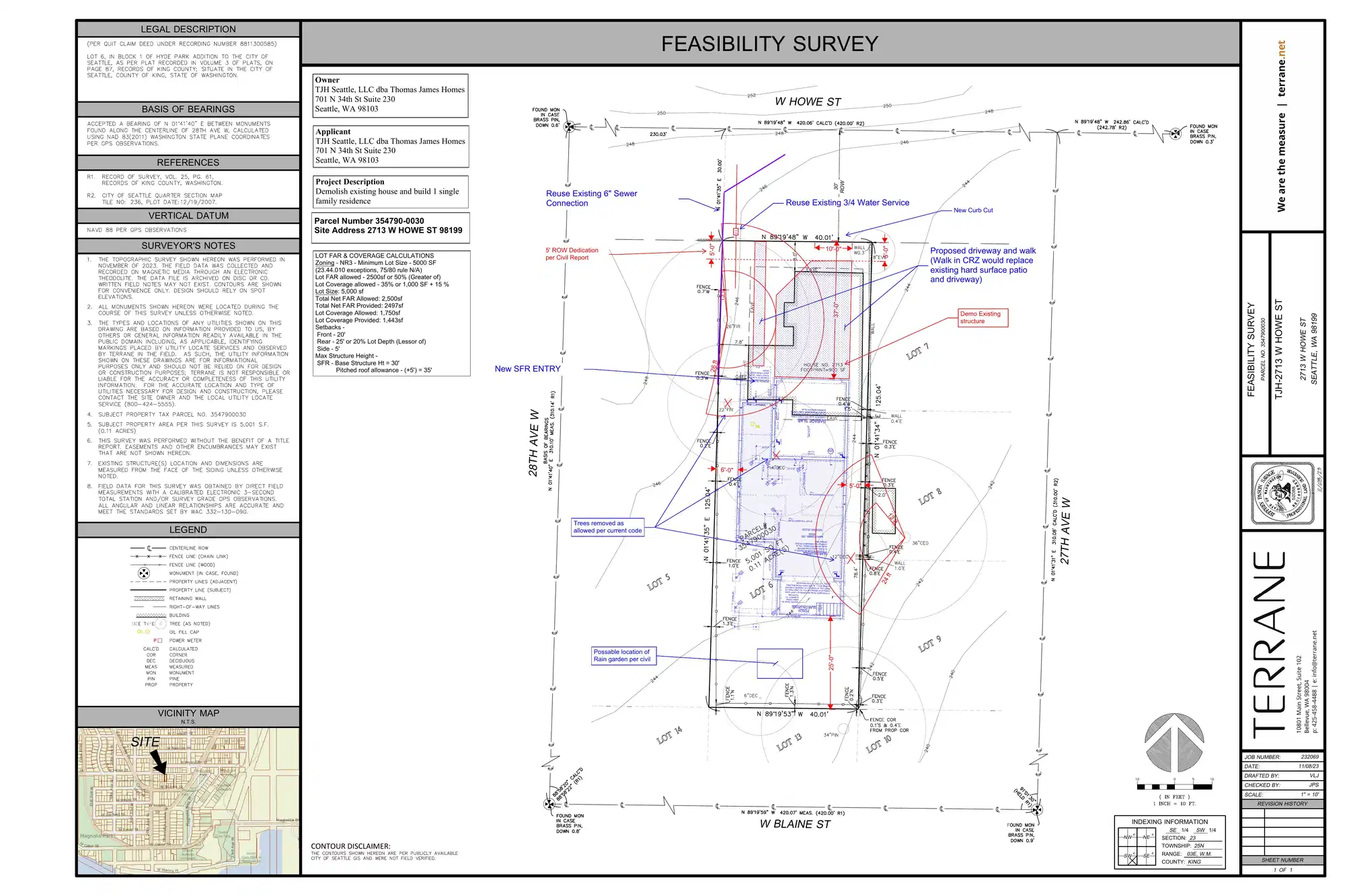 Site plan for 2713 W Howe St