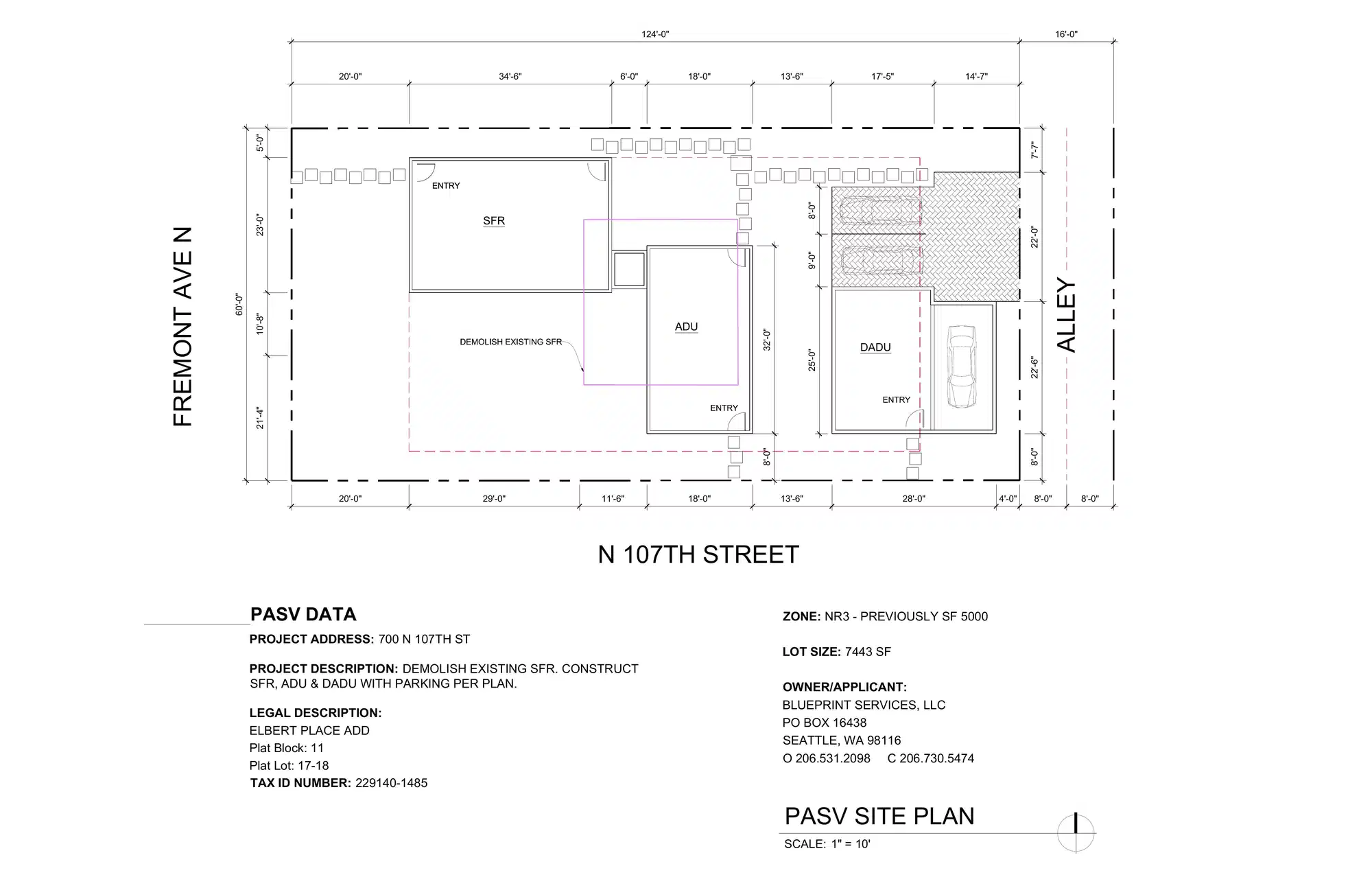 Site plan for 10706 Fremont Ave N