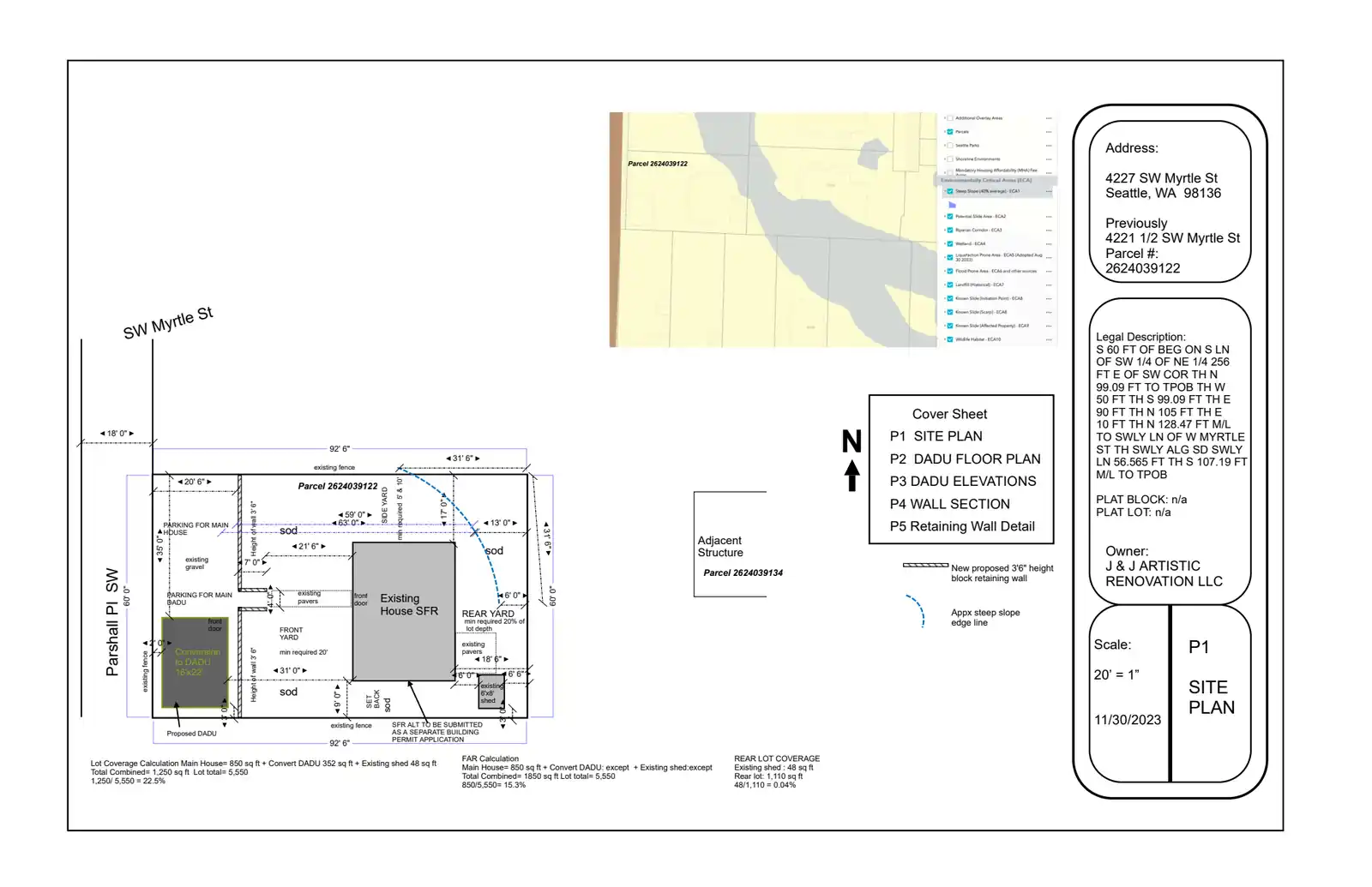 Site plan for 4229 SW Myrtle St