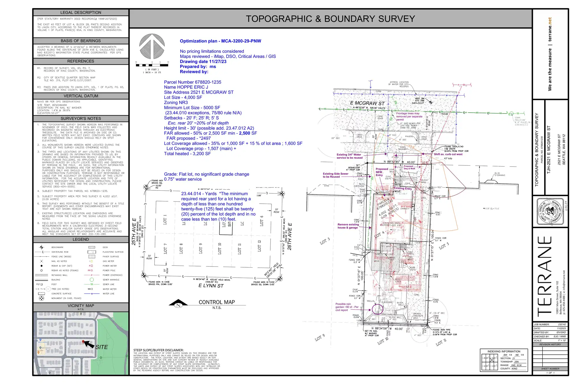 Site plan for 2521 E Mcgraw St