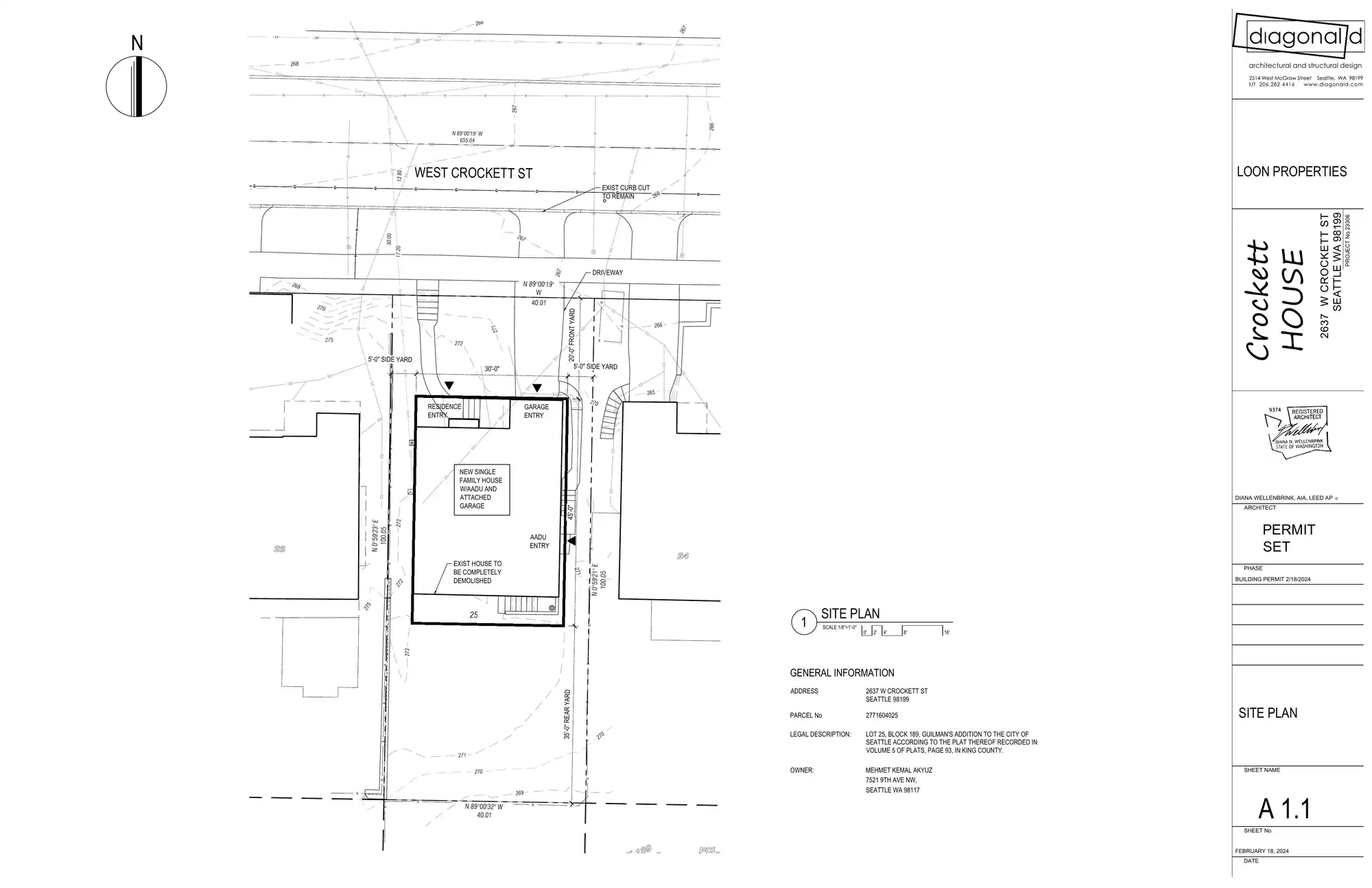 Site plan for 2637 W Crockett St