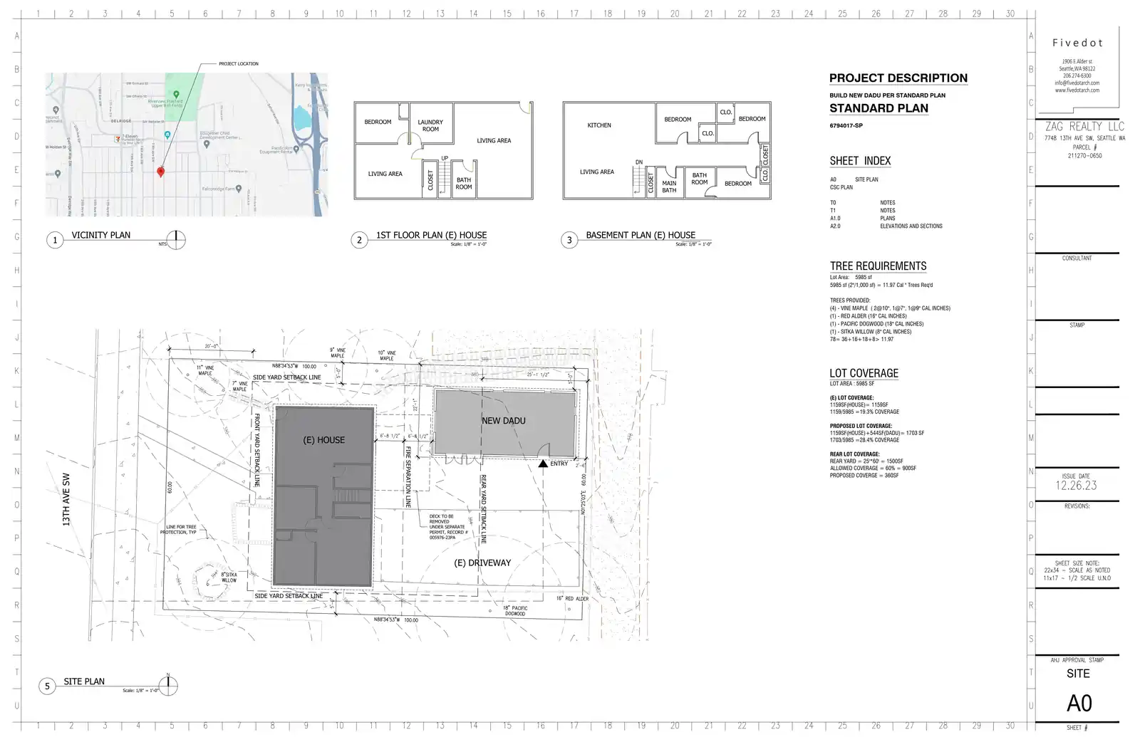 Site plan for 7746 13th Ave SW