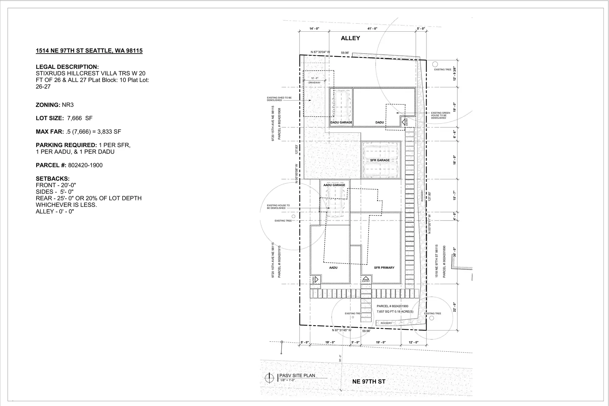 Site plan for 1512 NE 97th St
