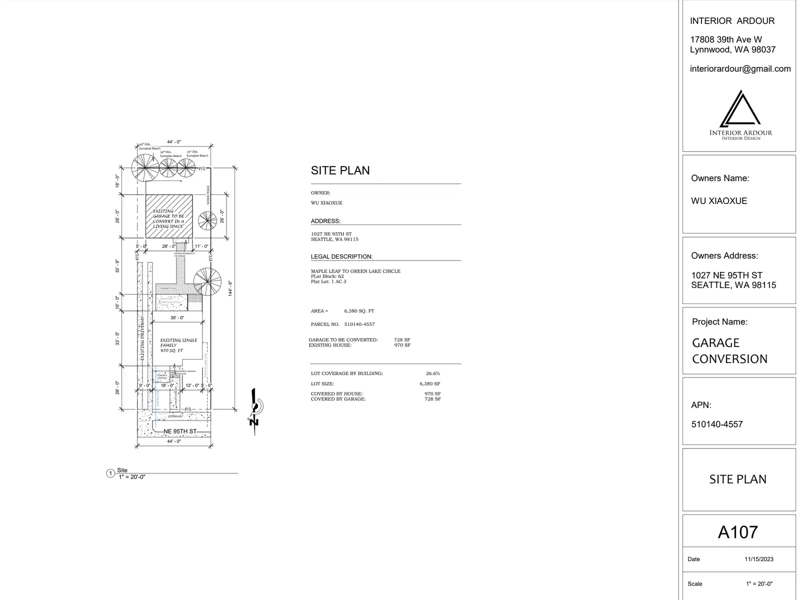 Site plan for 1025 NE 95th St