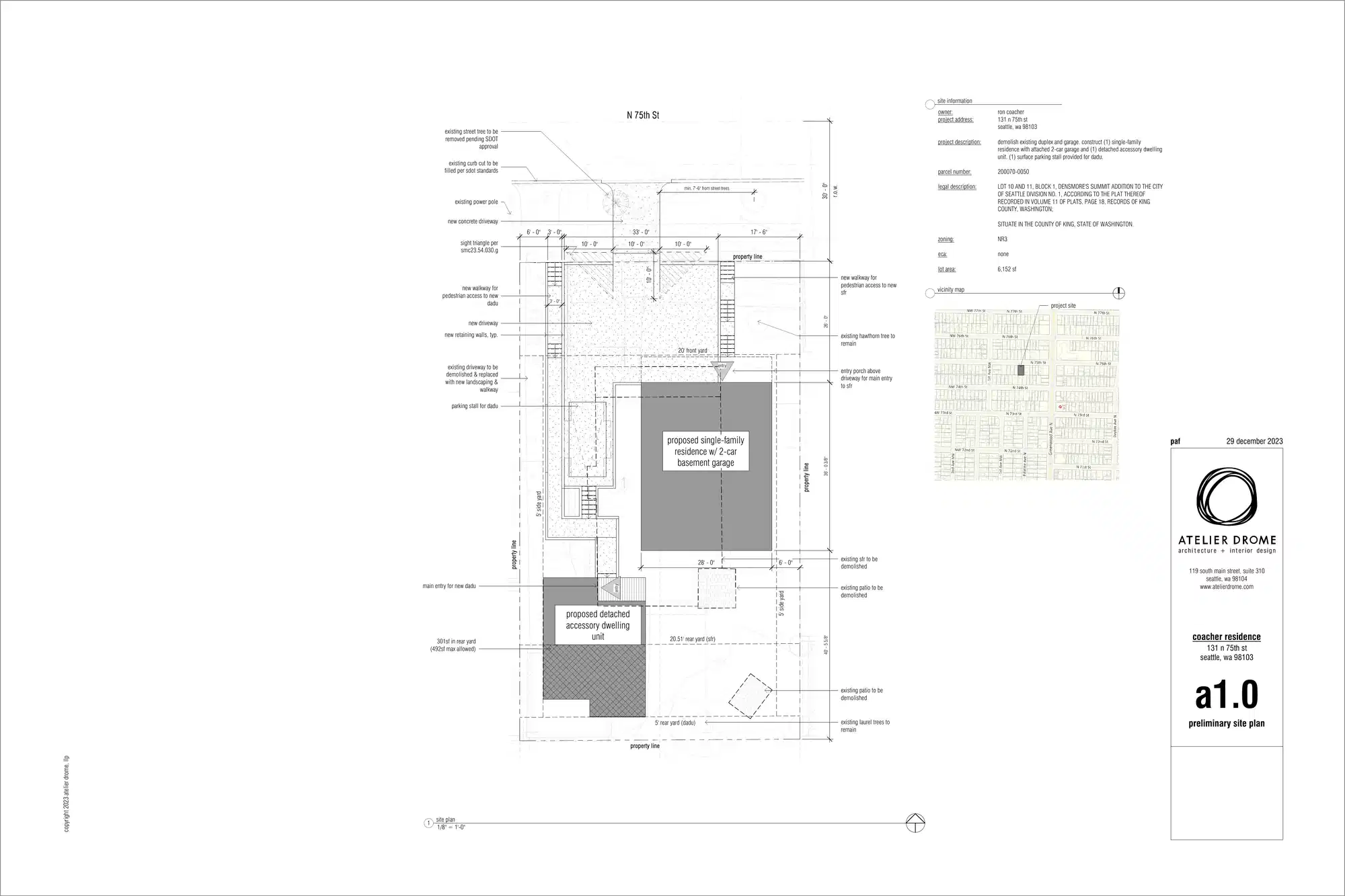 Site plan for 131 N 75th St