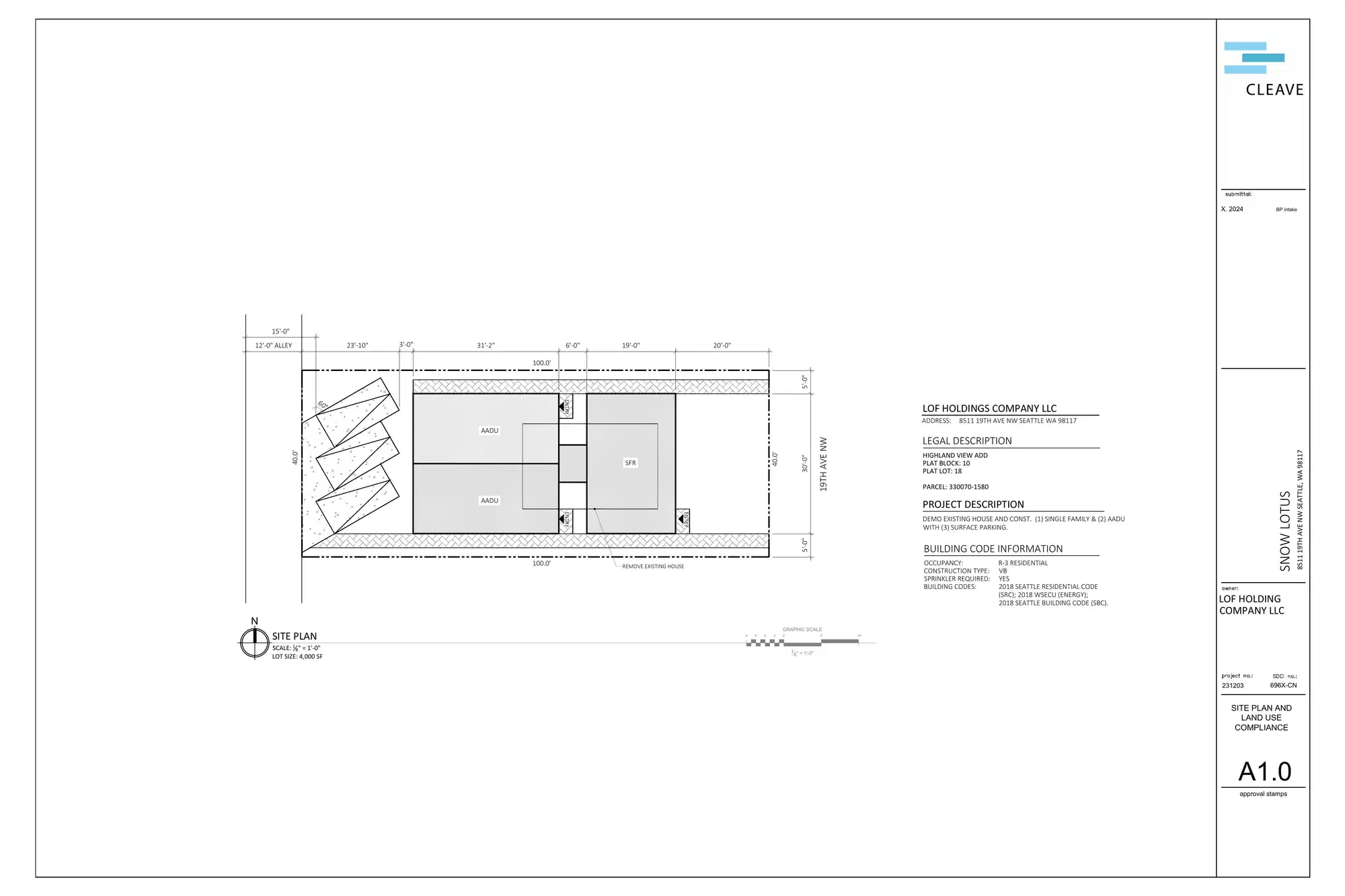Site plan for 8511 19th Ave NW