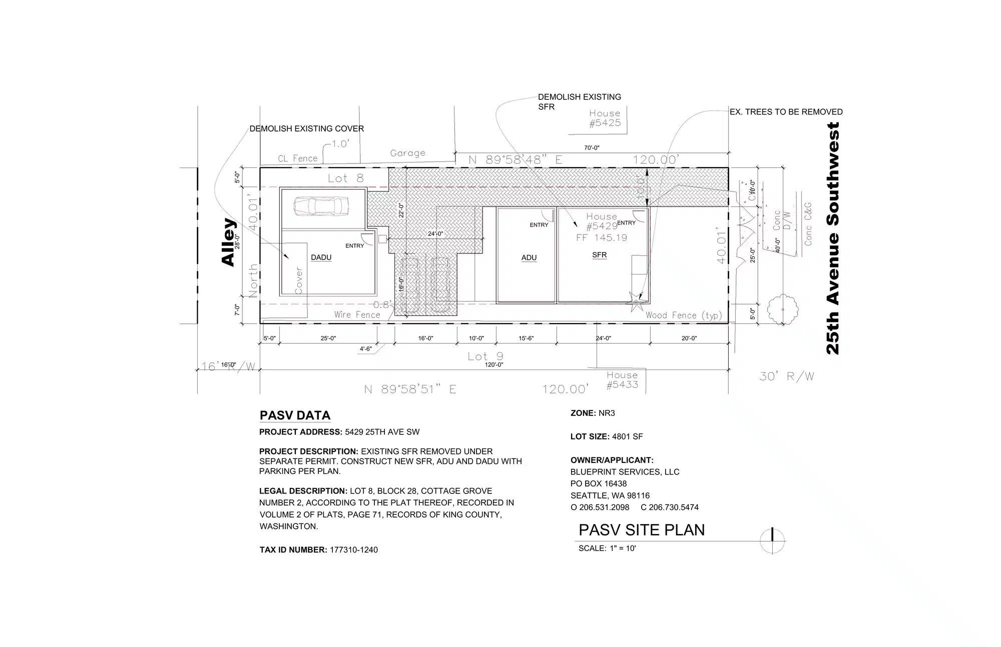 Site plan for 5429 25th Ave SW