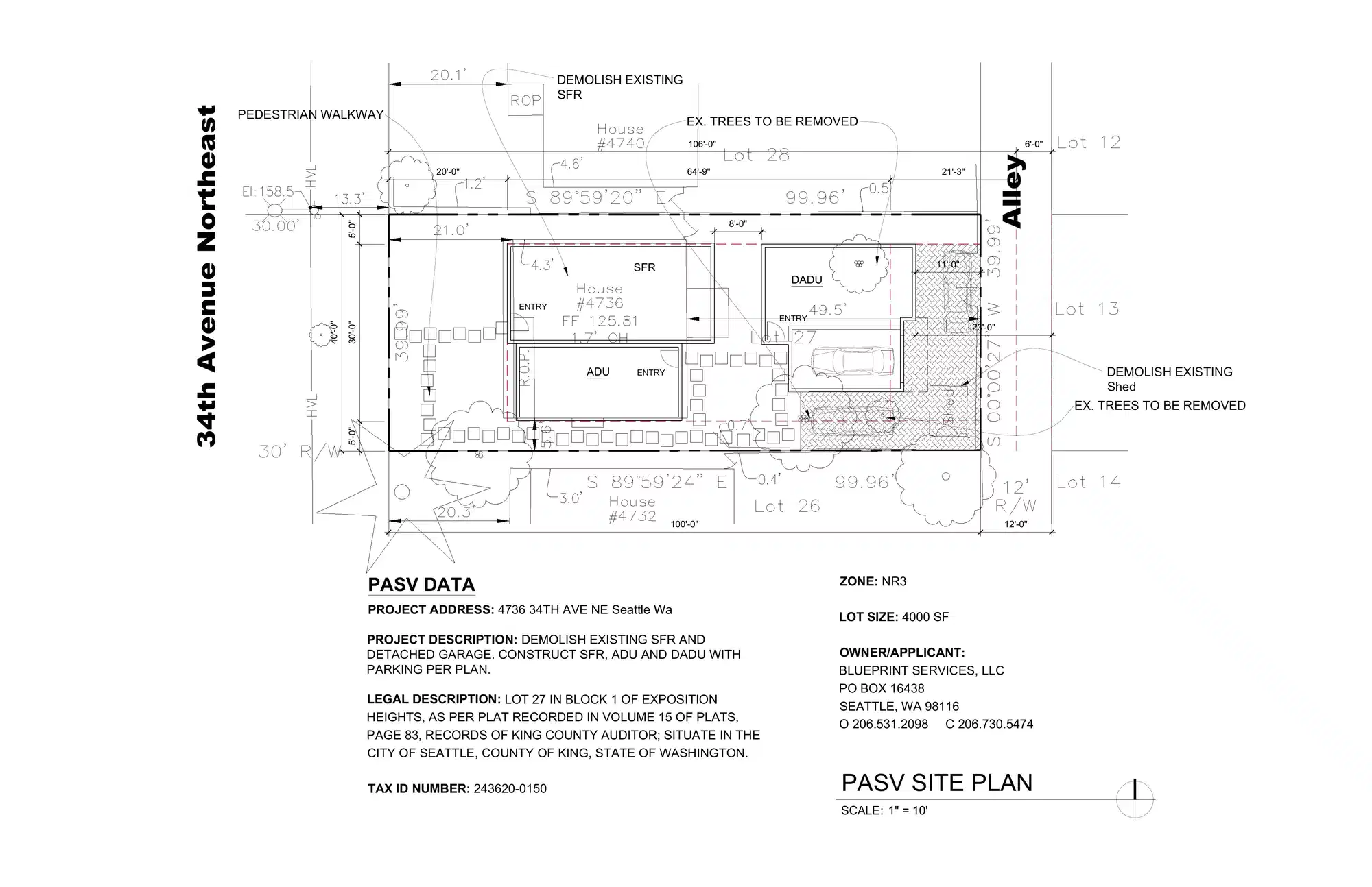 Site plan for 4736 34th Ave NE