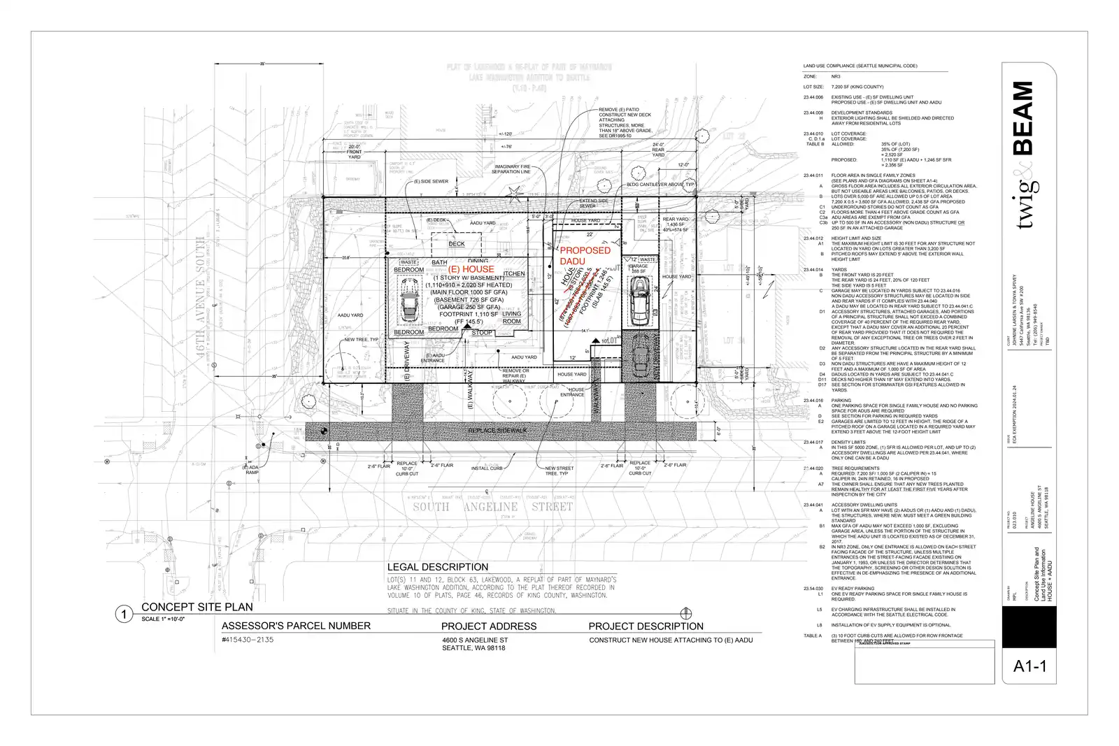 Site plan for 4602 S Angeline St