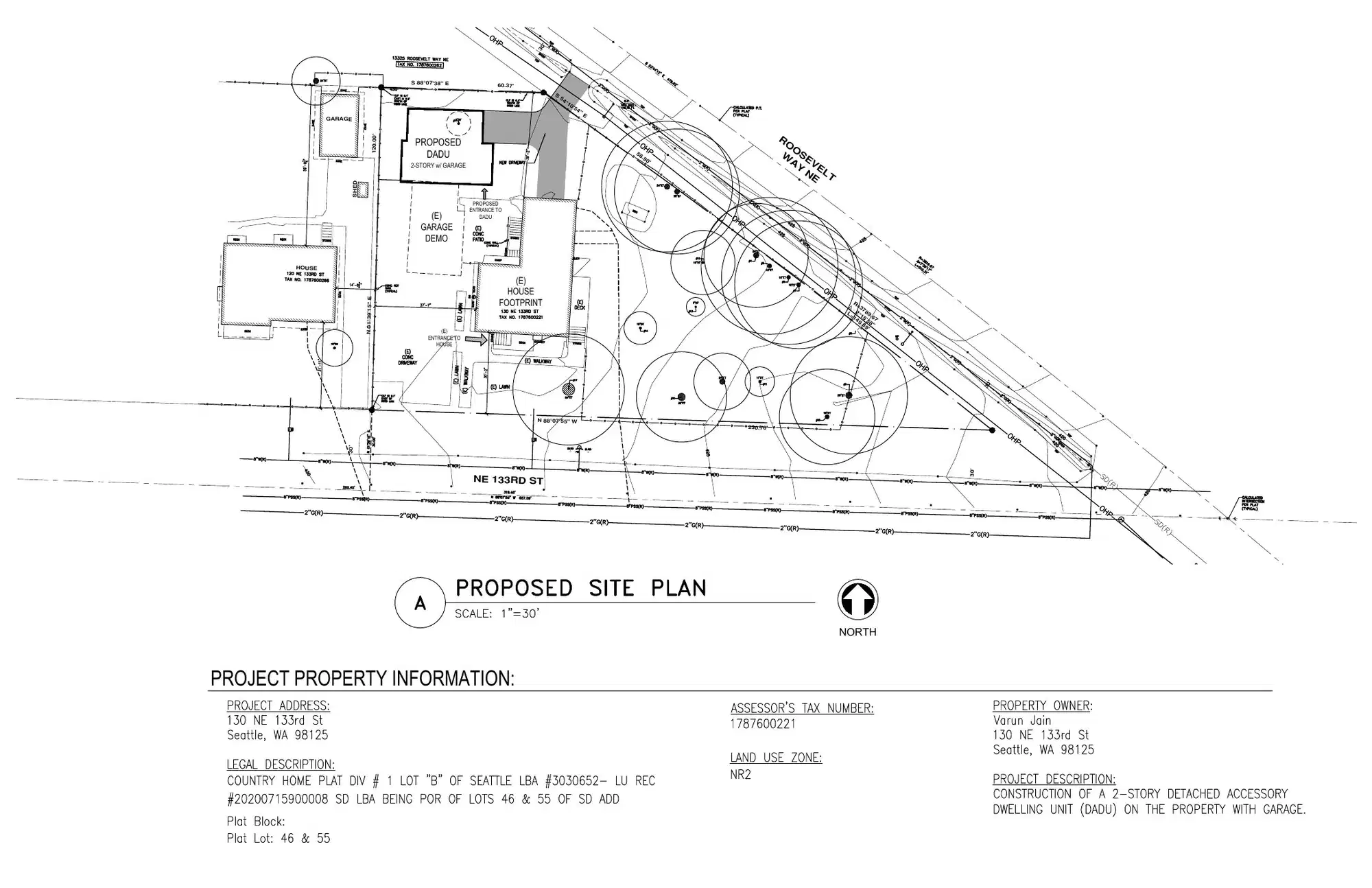 Site plan for 13315 Roosevelt Way NE