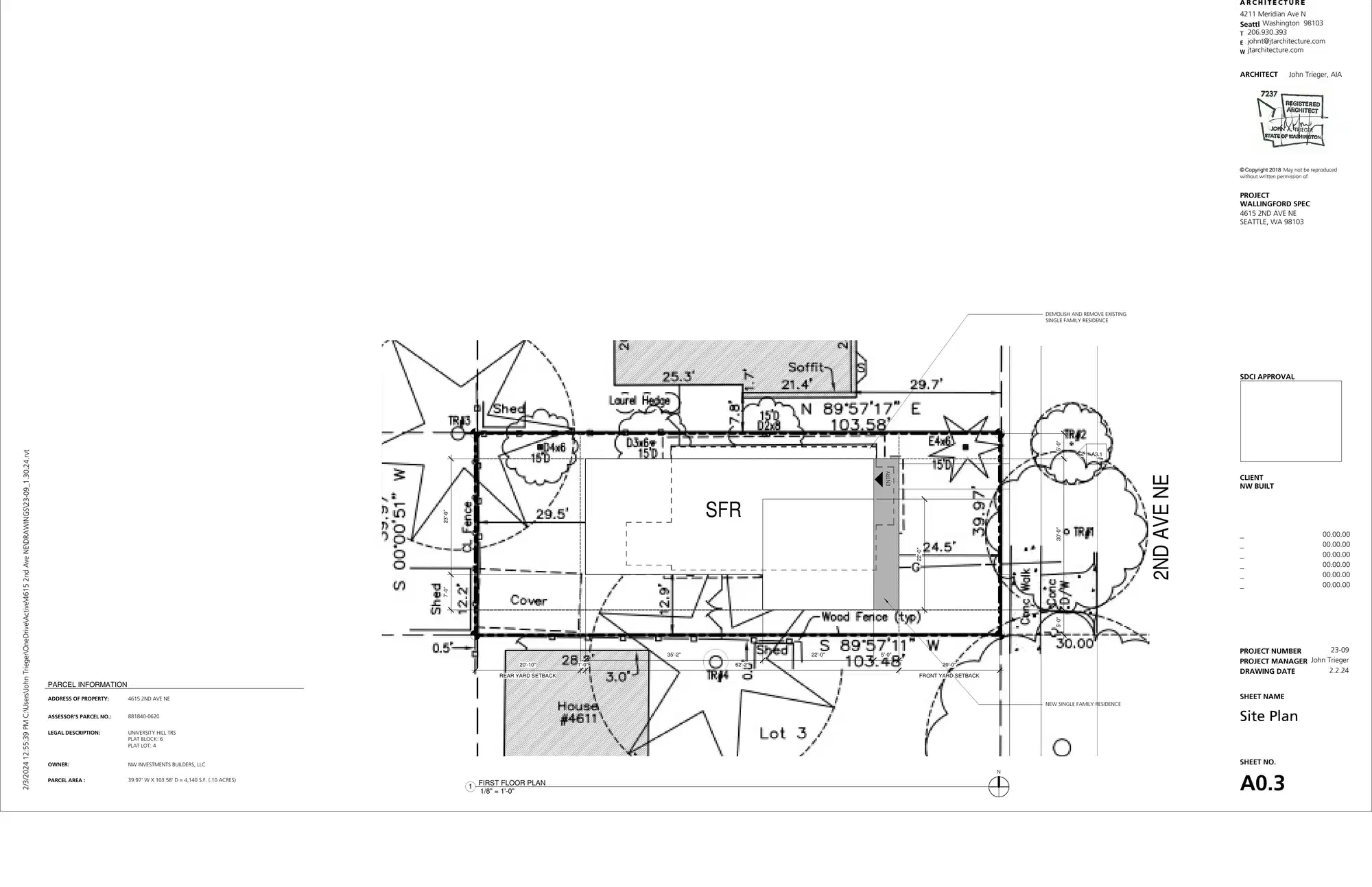 Site plan for 4615 2nd Ave NE