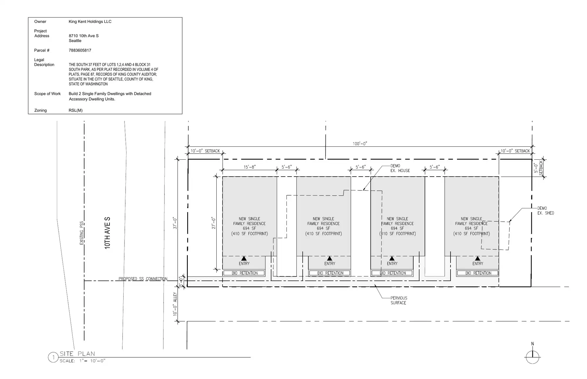 Site plan for 8712 10th Ave S