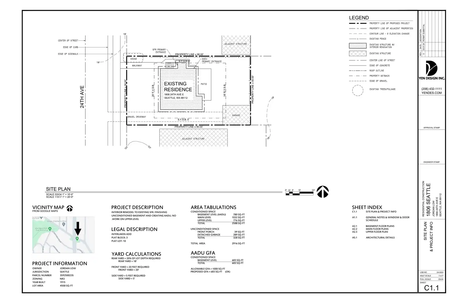 Site plan for 1806 24th Ave E