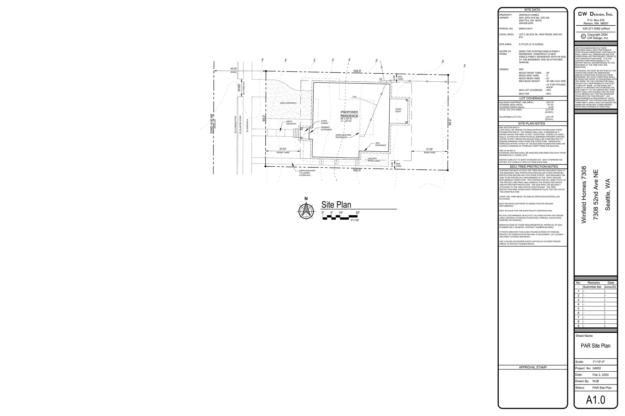 Site plan for 7308 52nd Ave NE