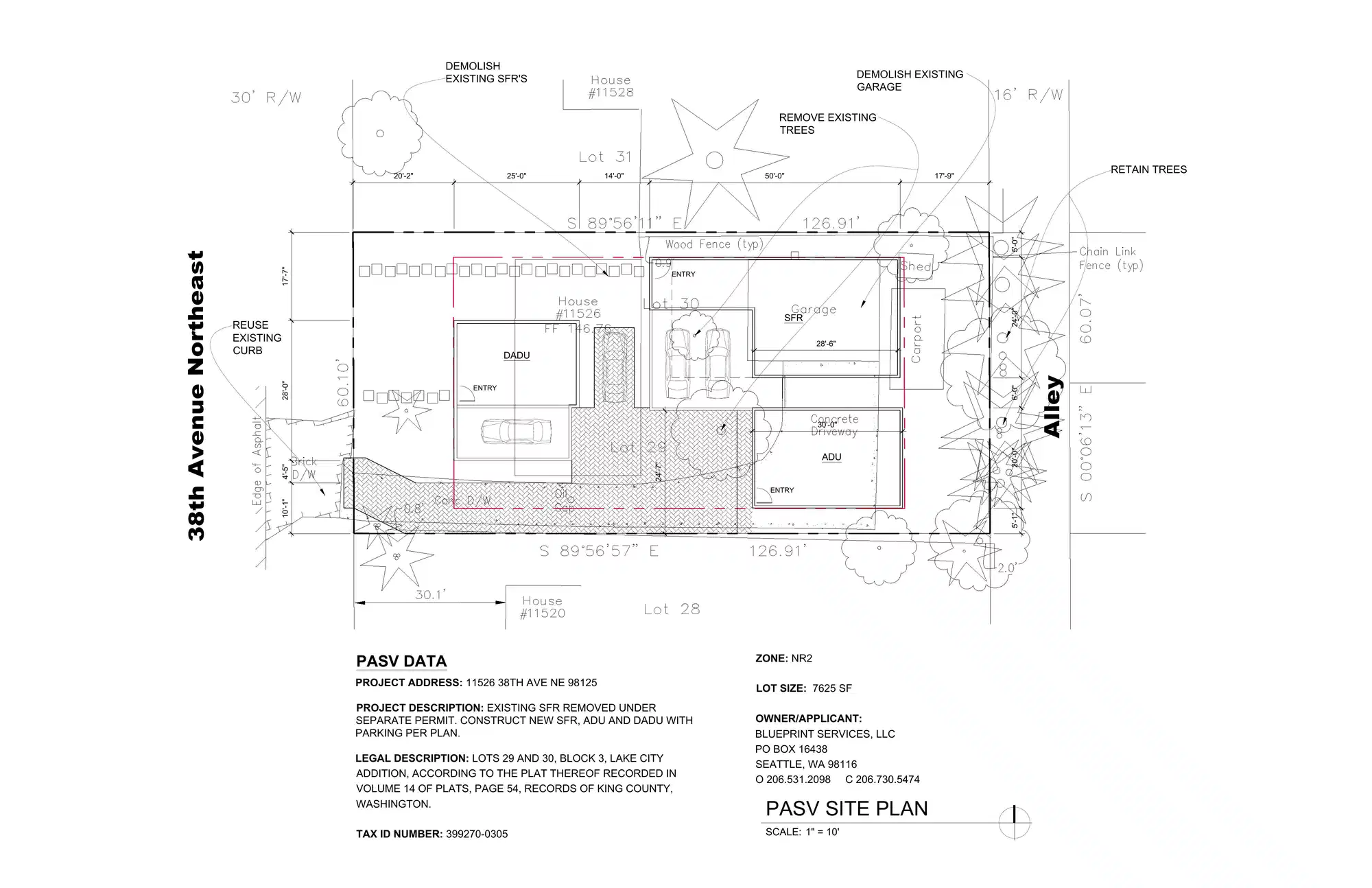 Site plan for 11526 38th Ave NE