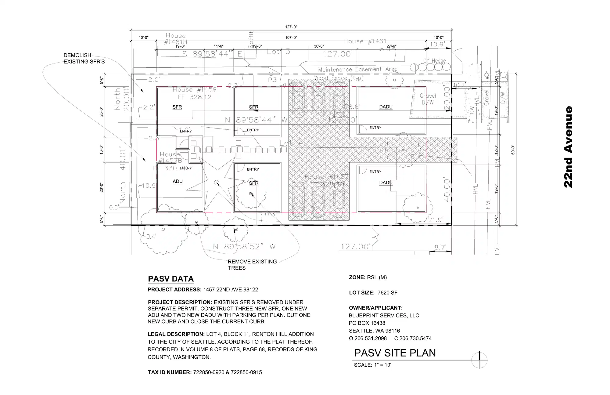 Site plan for 1457 B 22nd Ave