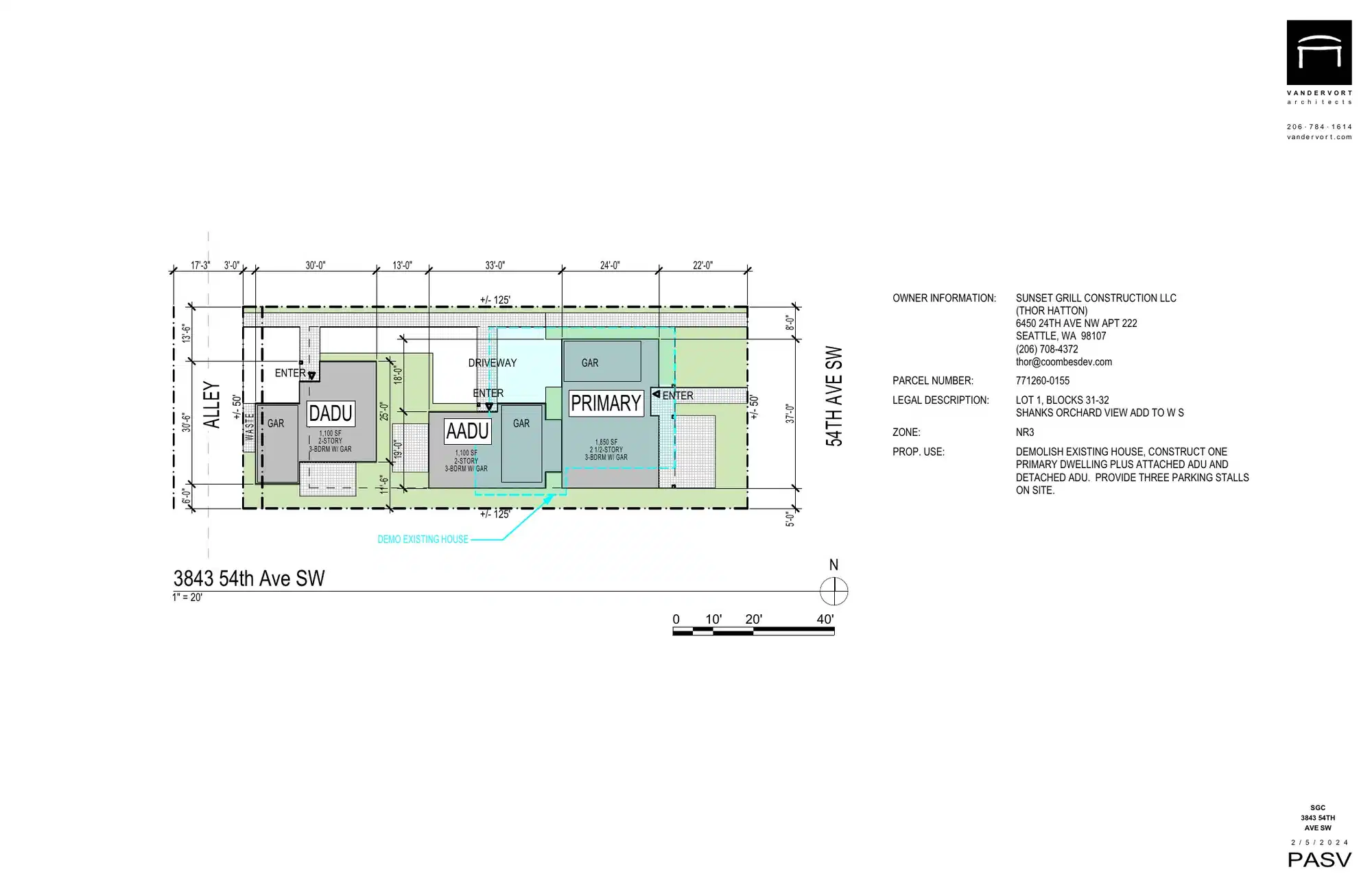 Site plan for 3843 54th Ave SW