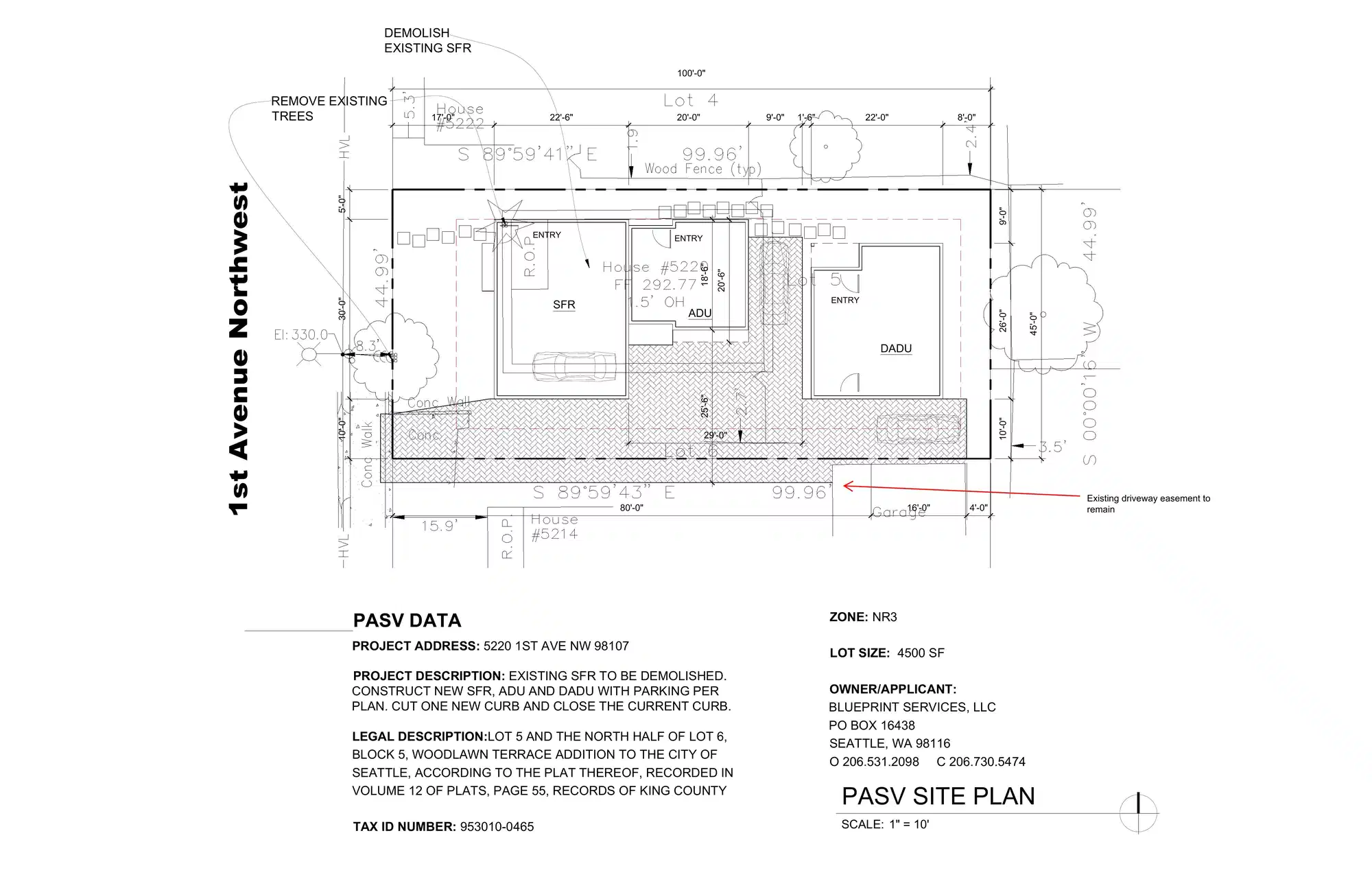 Site plan for 5220 1st Ave NW
