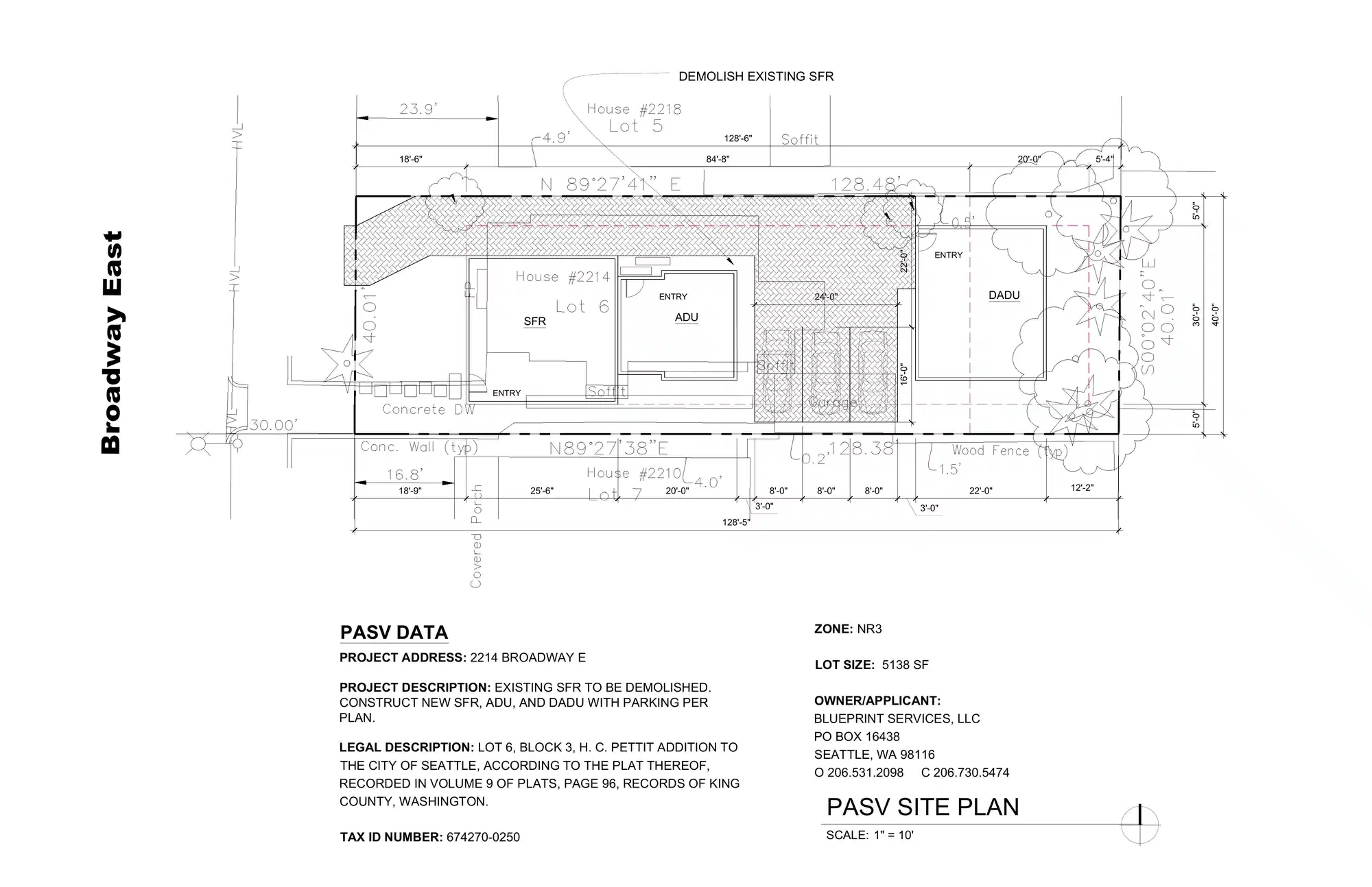 Site plan for 2214 A Broadway E
