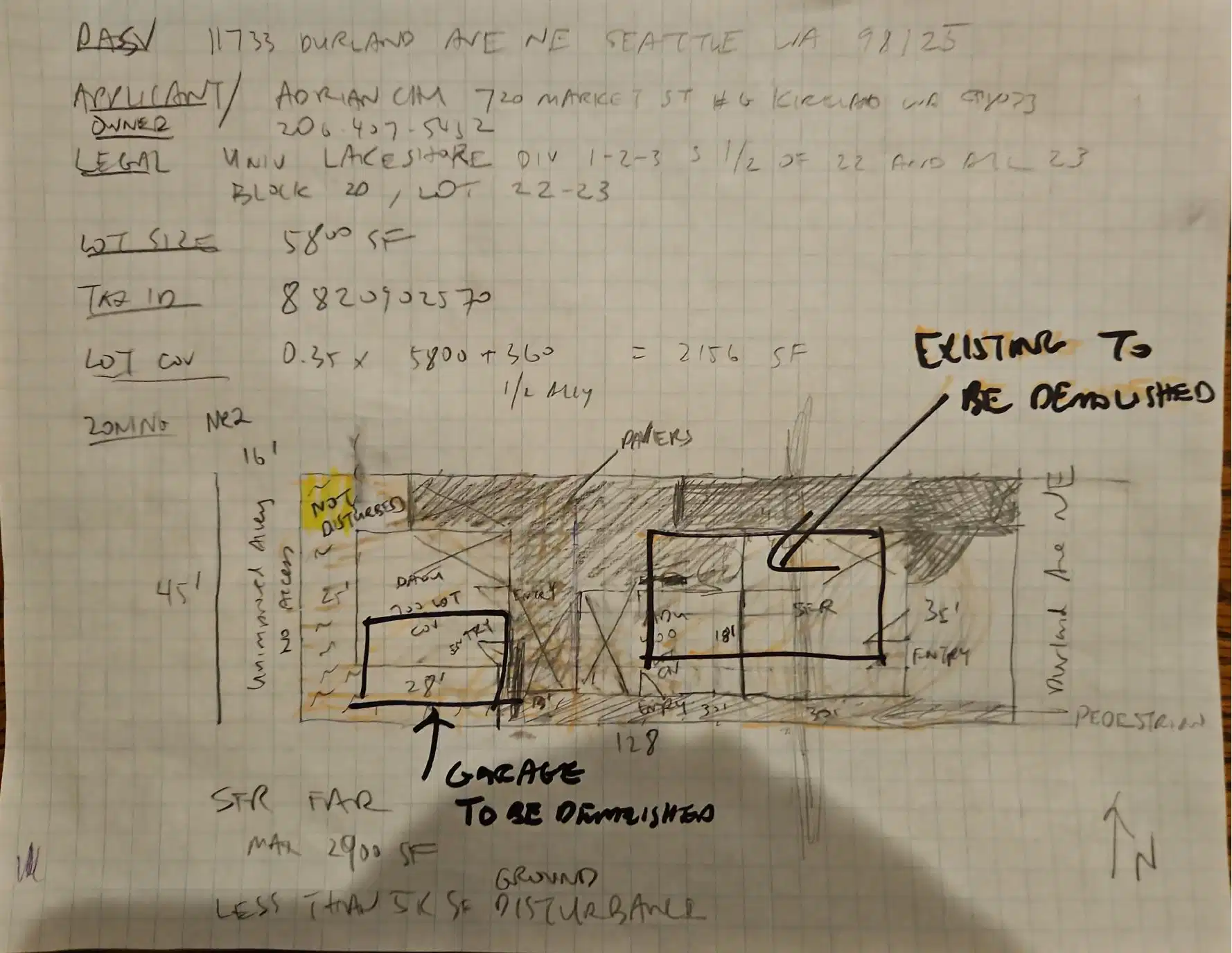 Site plan for 11733 Durland Ave NE