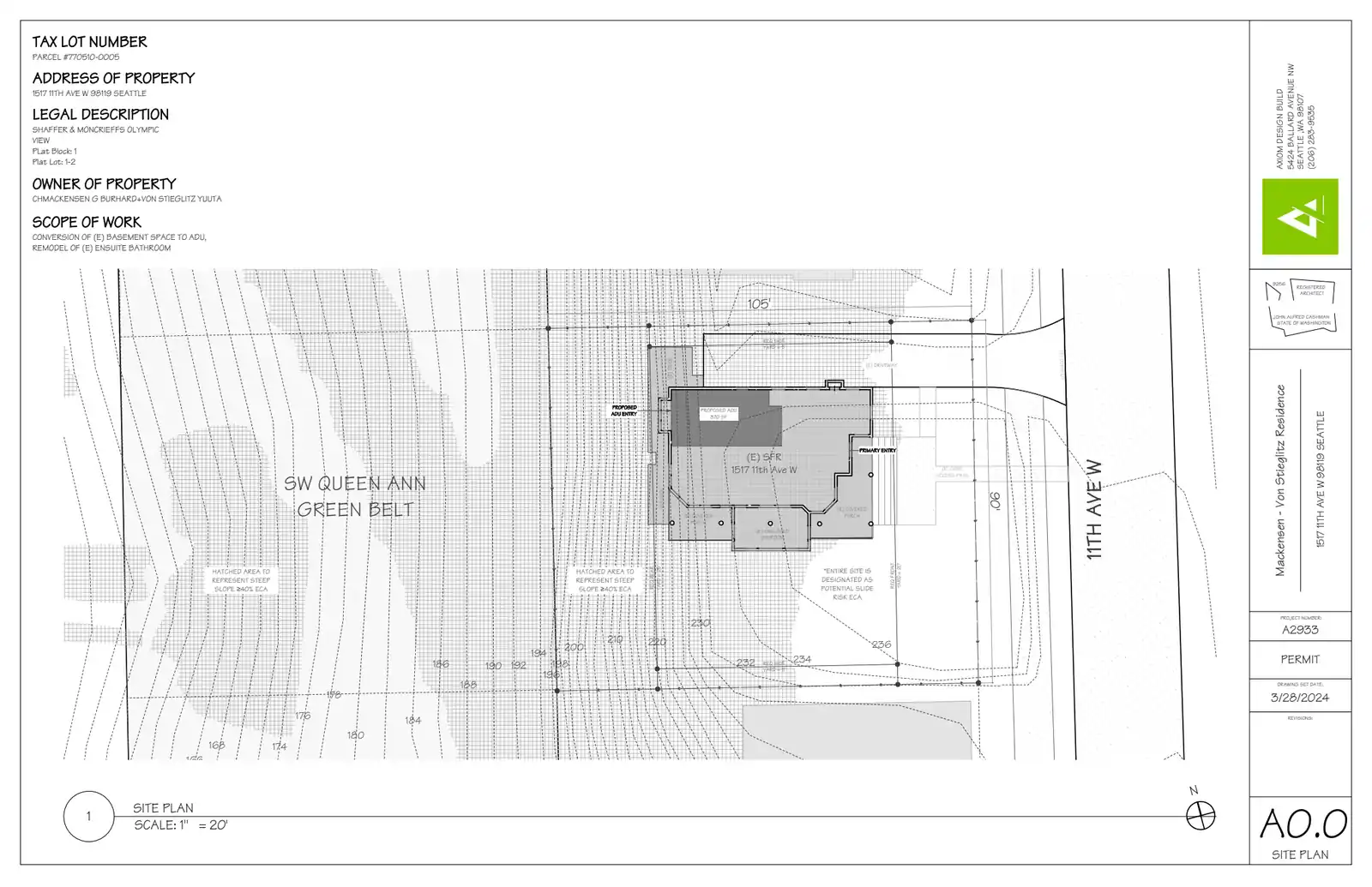 Site plan for 1517 11th Ave W