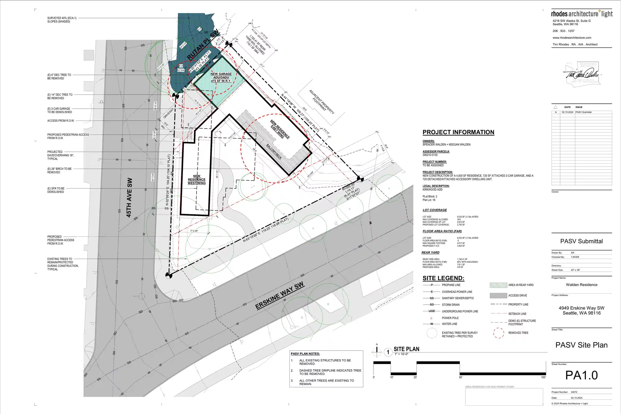 Site plan for 4949 Erskine Way SW