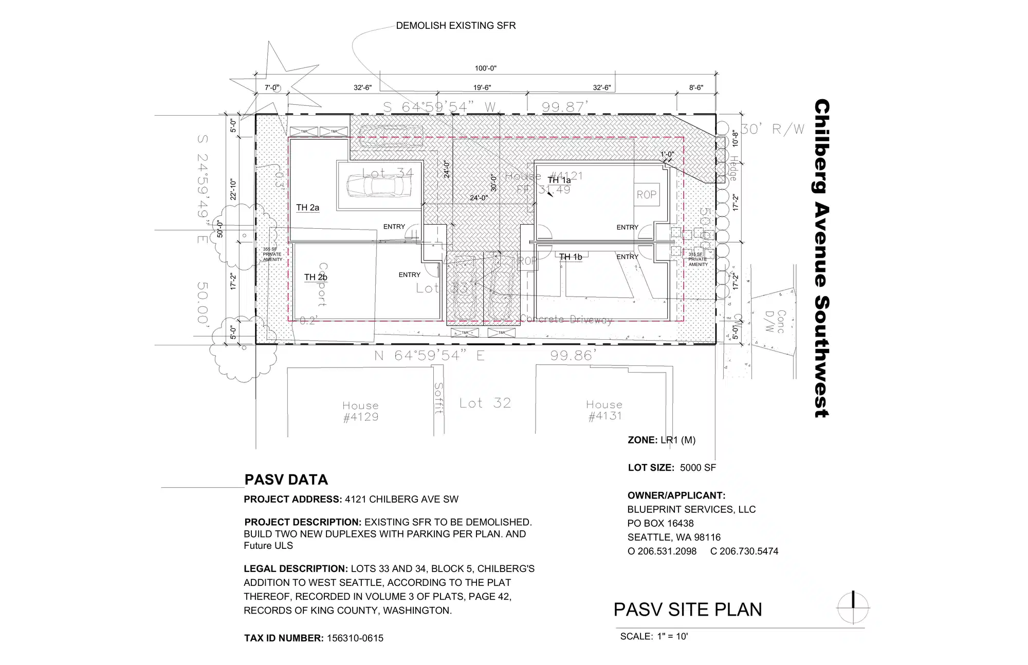 Site plan for 4123 Chilberg Ave SW