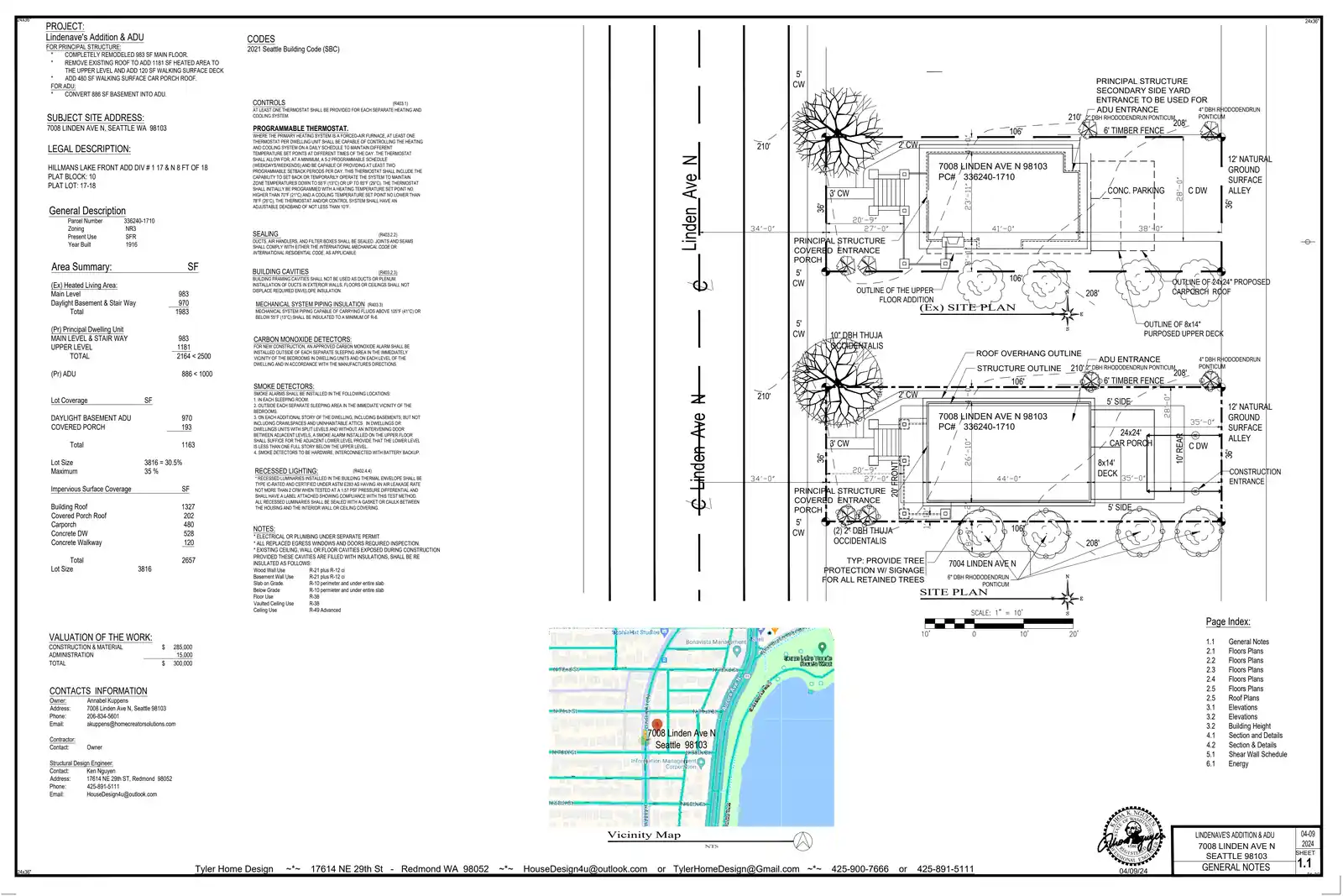 Site plan for 7008 Linden Ave N