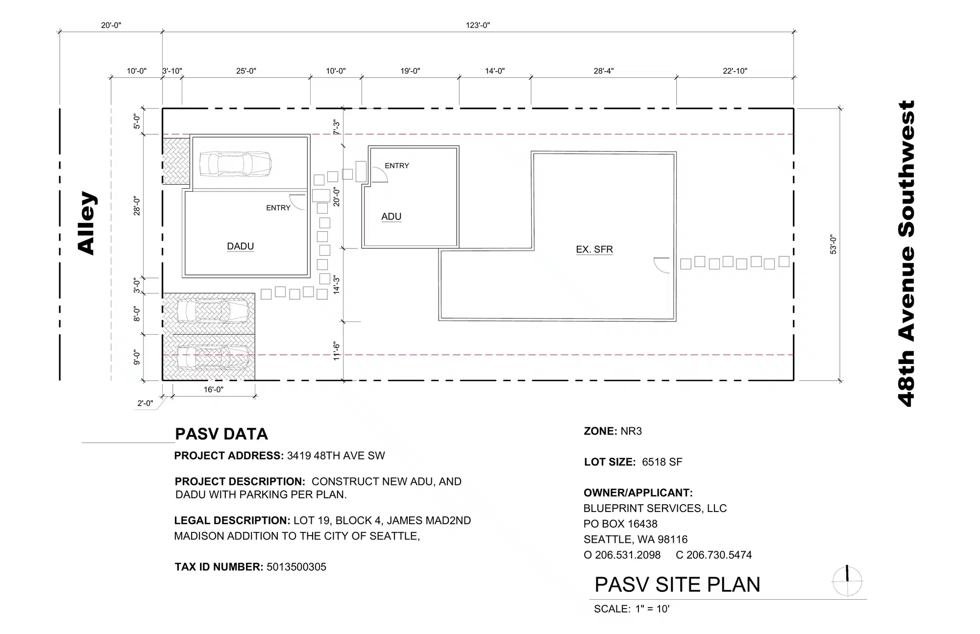 Site plan for 3419 48th Ave SW