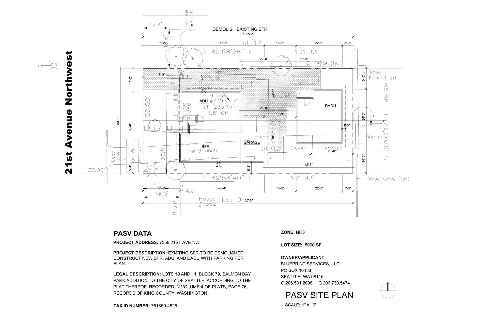 Site plan for 7356 21st Ave NW